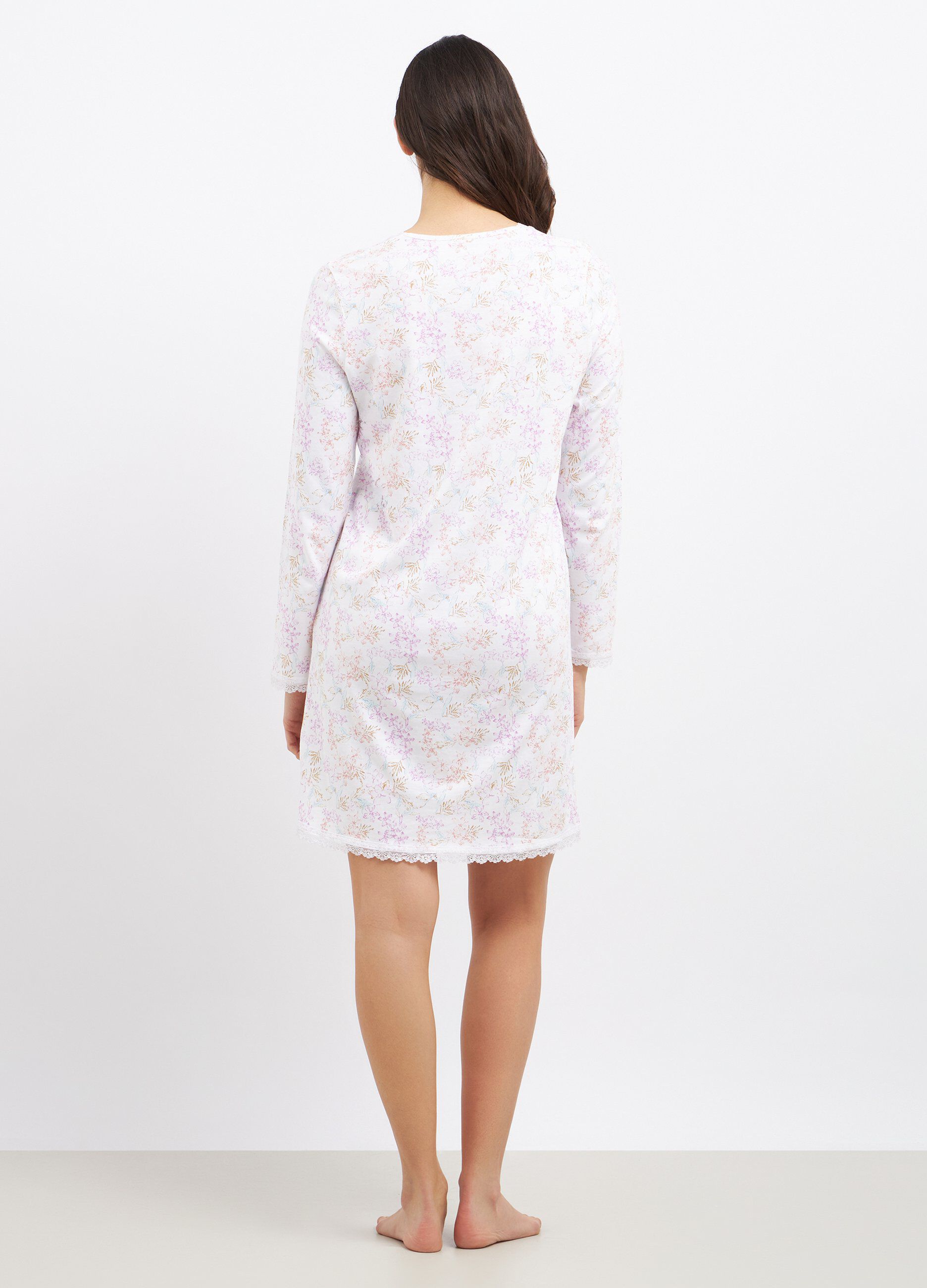 Camicia da notte in misto cotone con pizzo donna_1