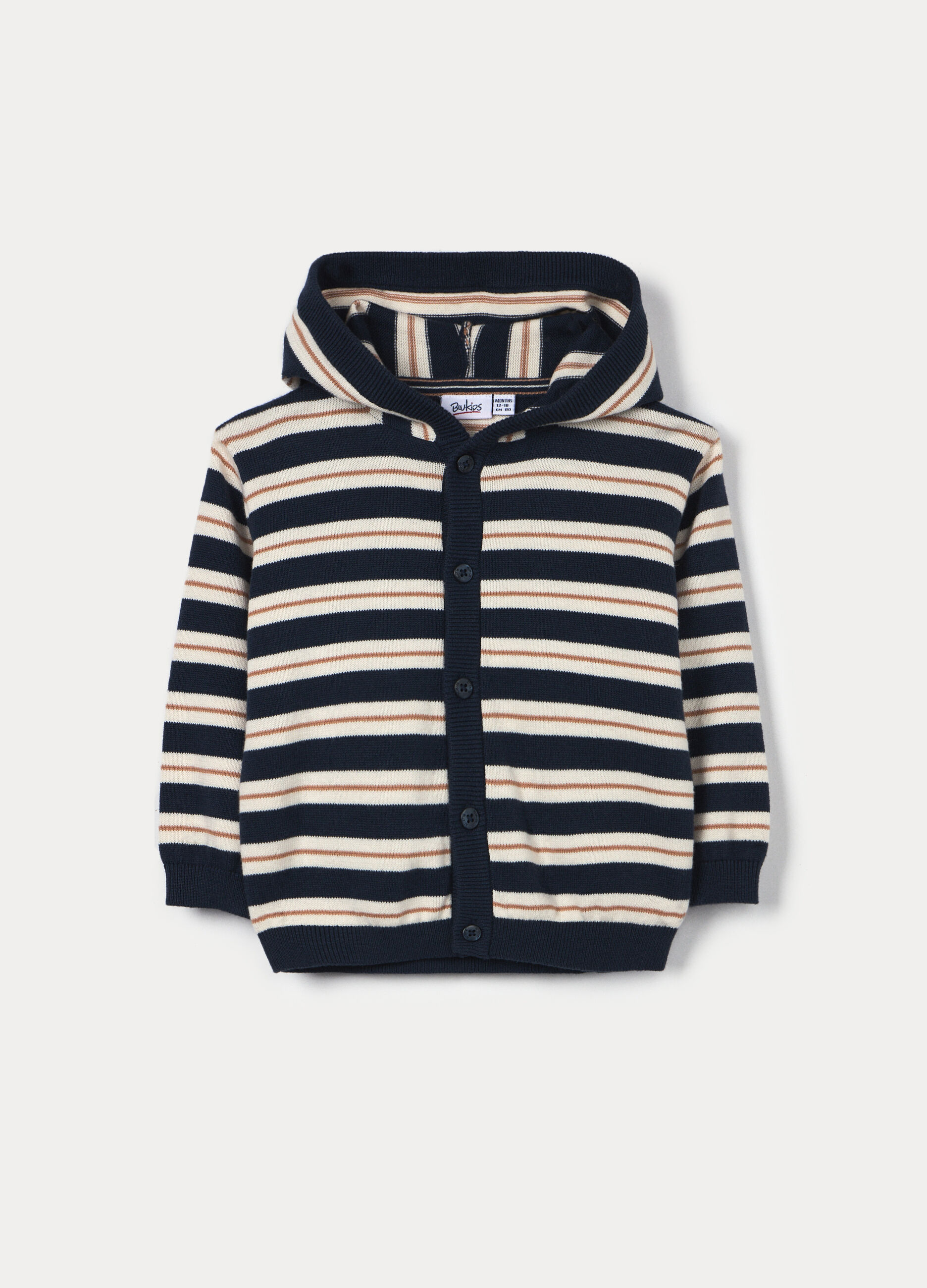 Cardigan in puro cotone con cappuccio bimbo_0