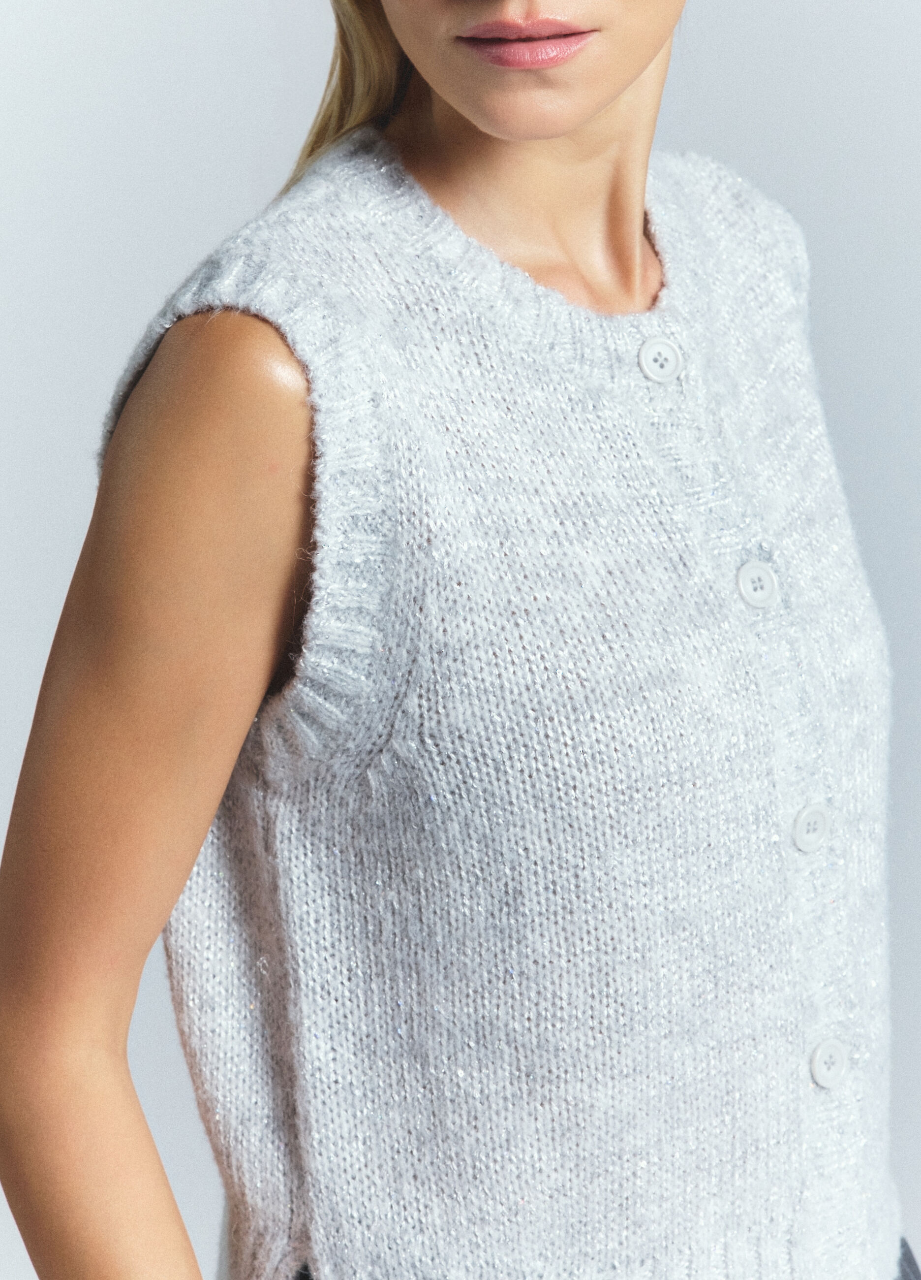 Gilet girocollo rasato donna_4