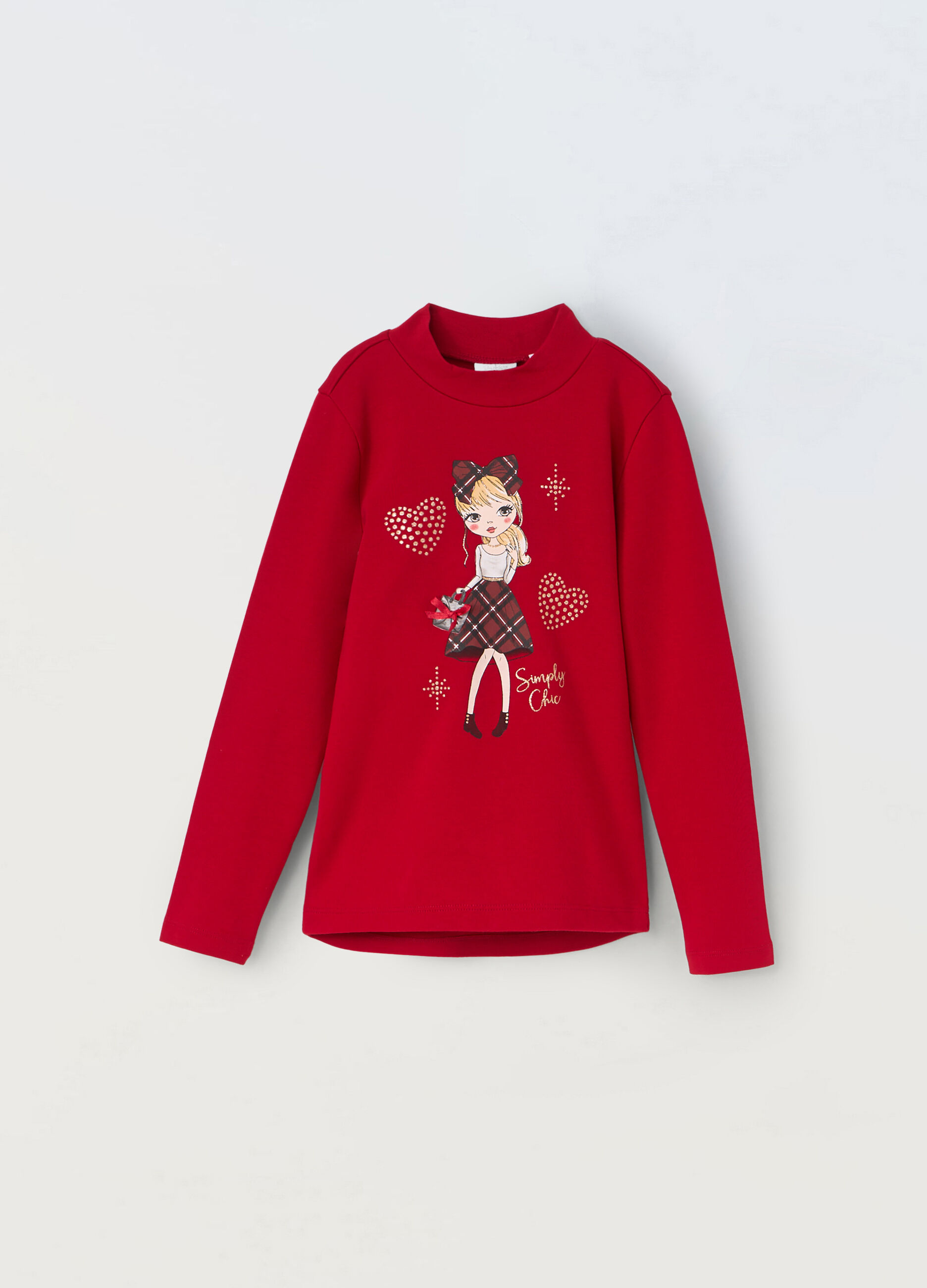 Lupetto in interlock di cotone con stampa glitter bambina_0