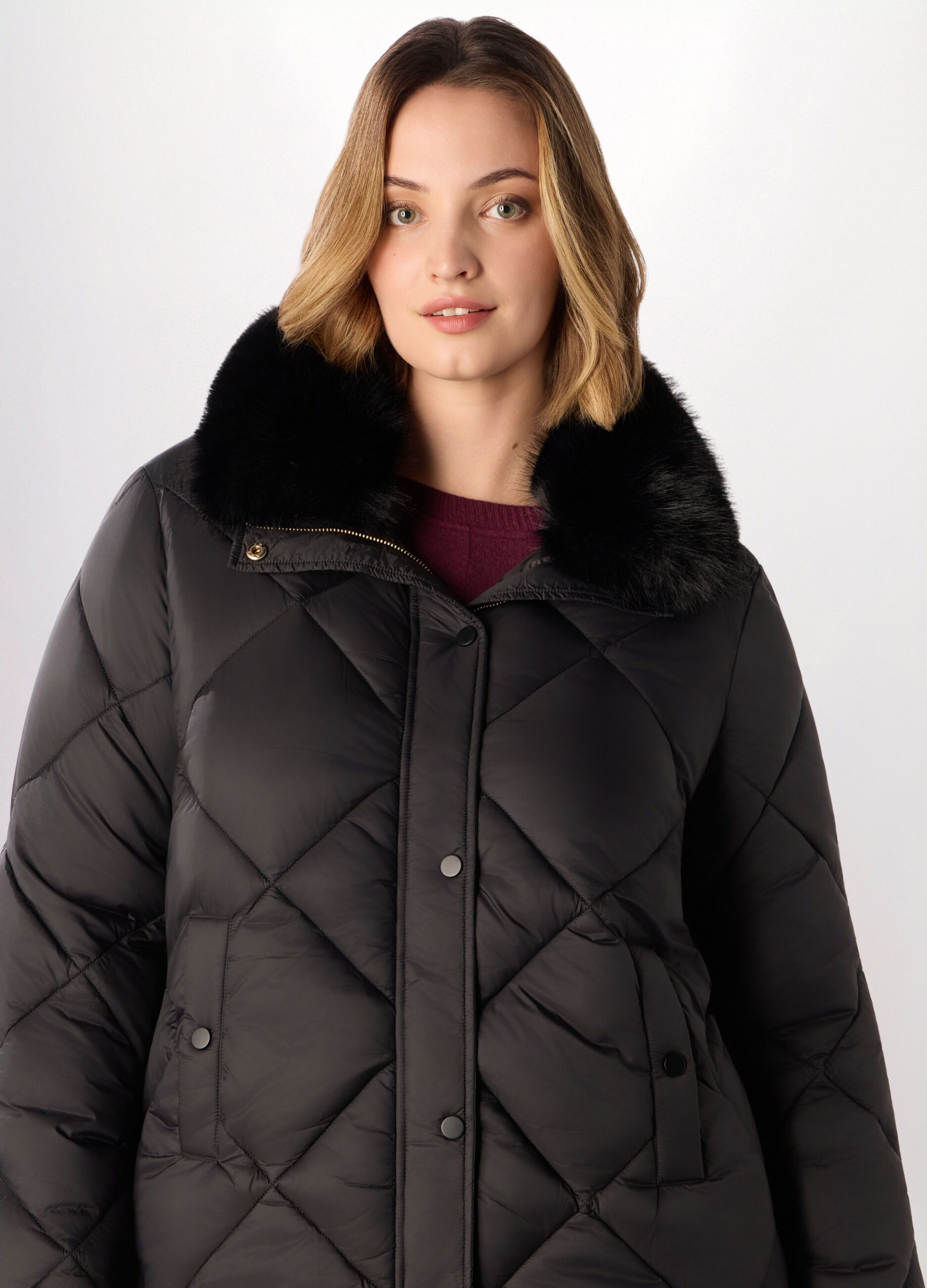 Giubbino imbottito con colletto in eco fur donna curvy_2