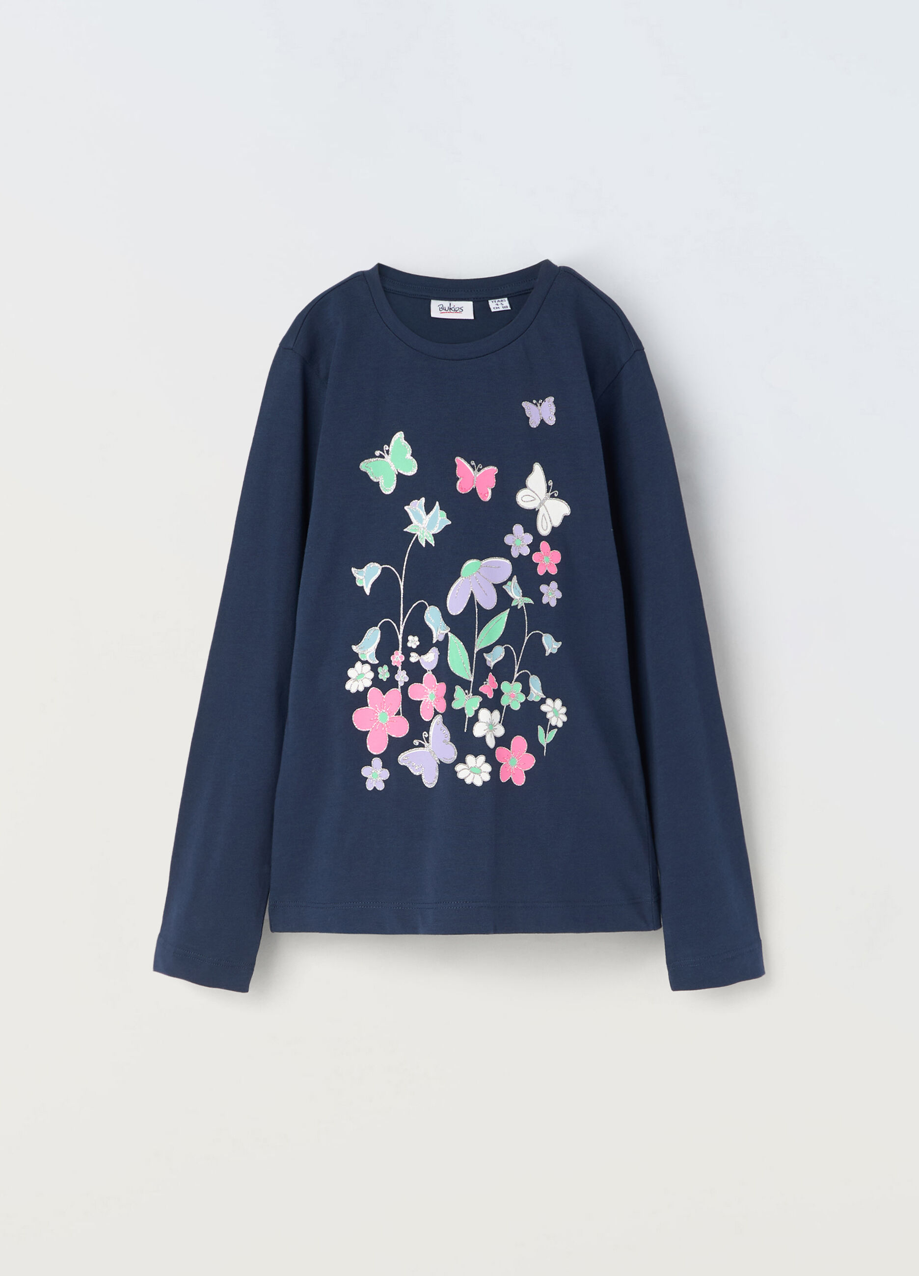 T-shirt in puro cotone a maniche lunghe bambina_0