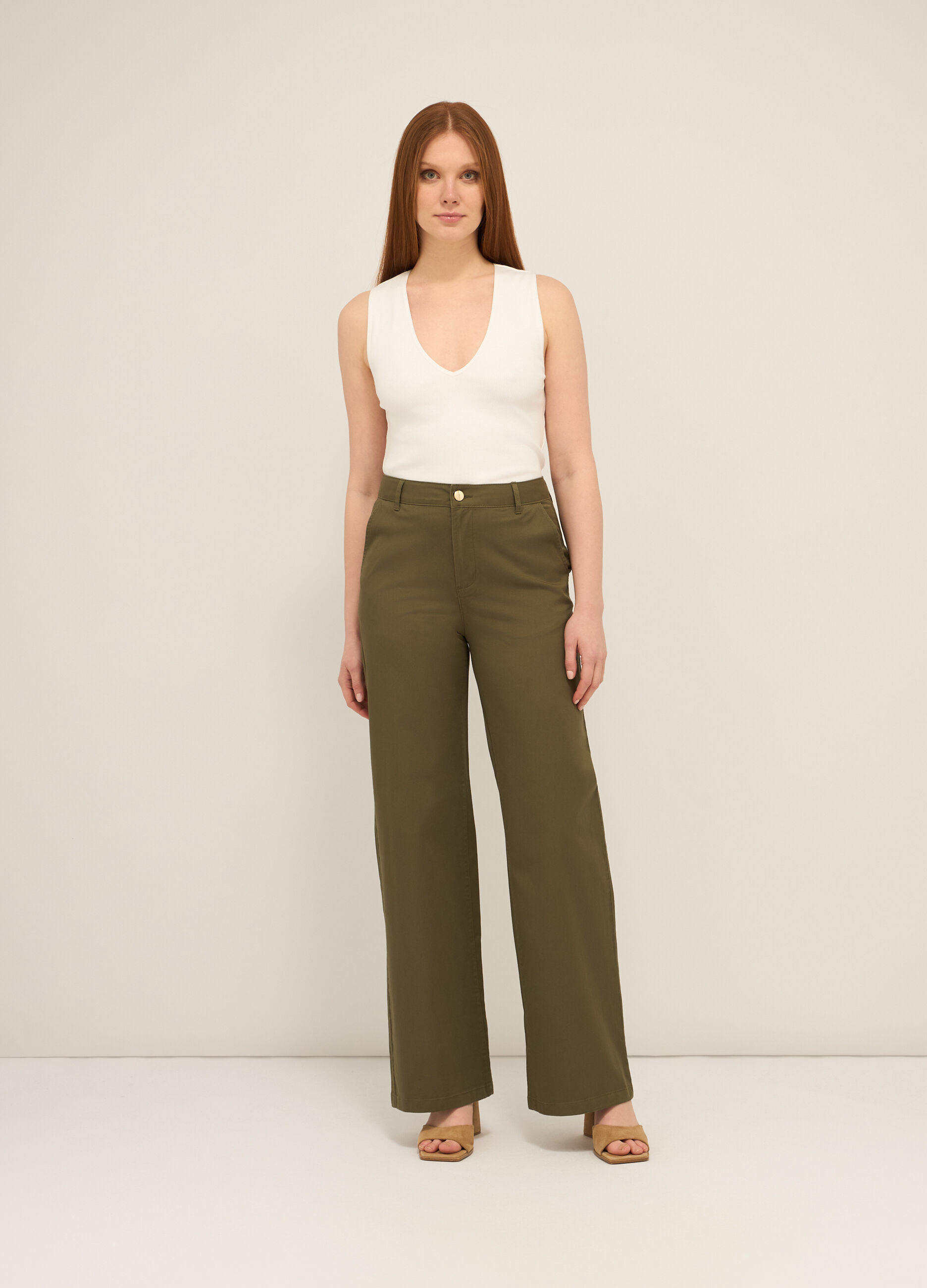Pantaloni in cotone stretch donna_0