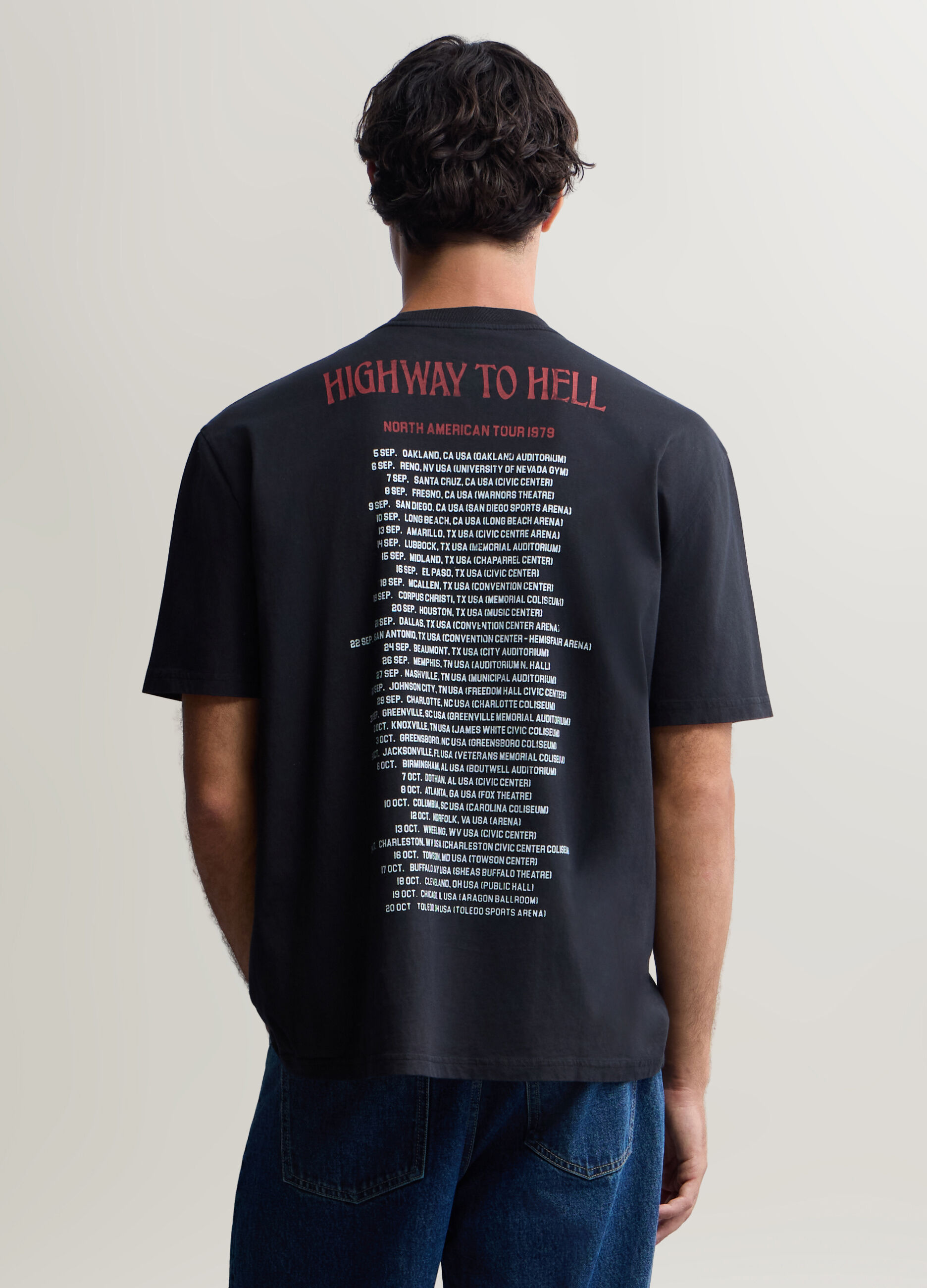 T-shirt girocollo in cotone con stampa AC/DC uomo