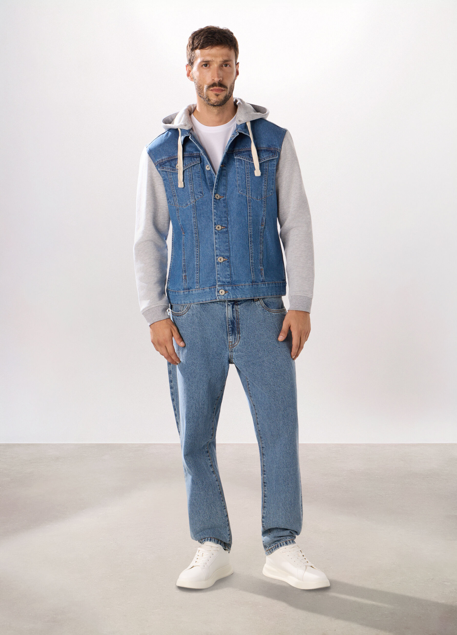 Felpa ibrida con cappuccio uomo_0