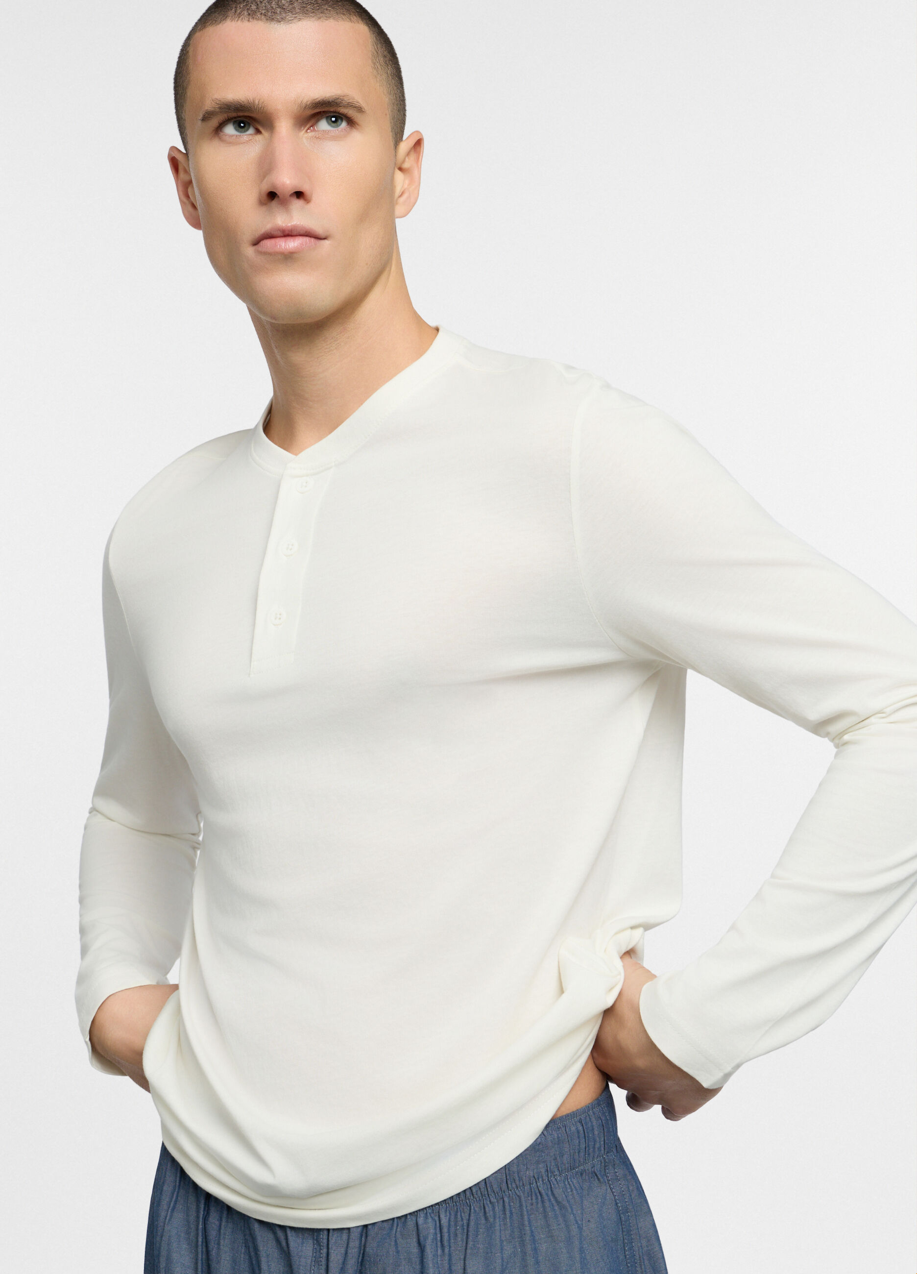 Maglia del pigiama a serafino in jersey uomo_2