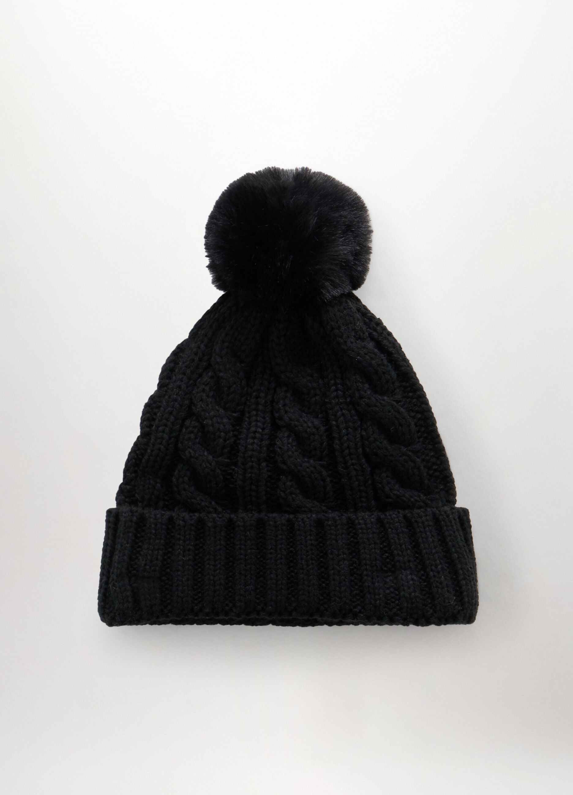 Berretto tricot con pon pom donna_0