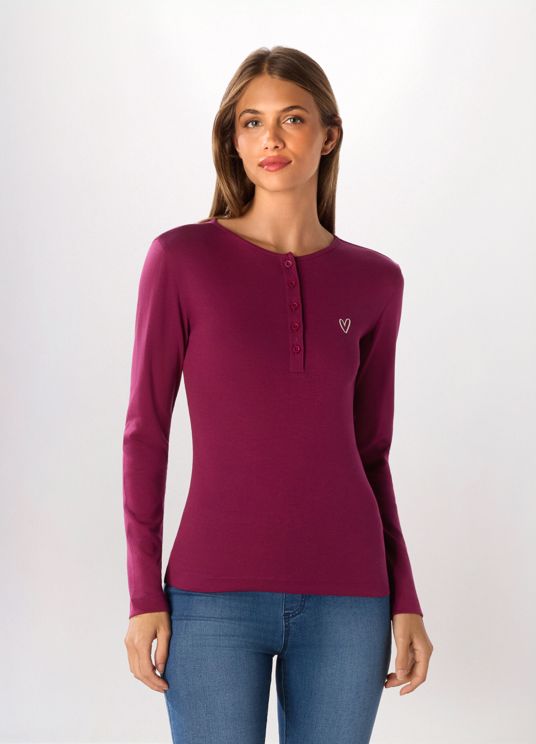 T-shirt in costina di cotone donna_0