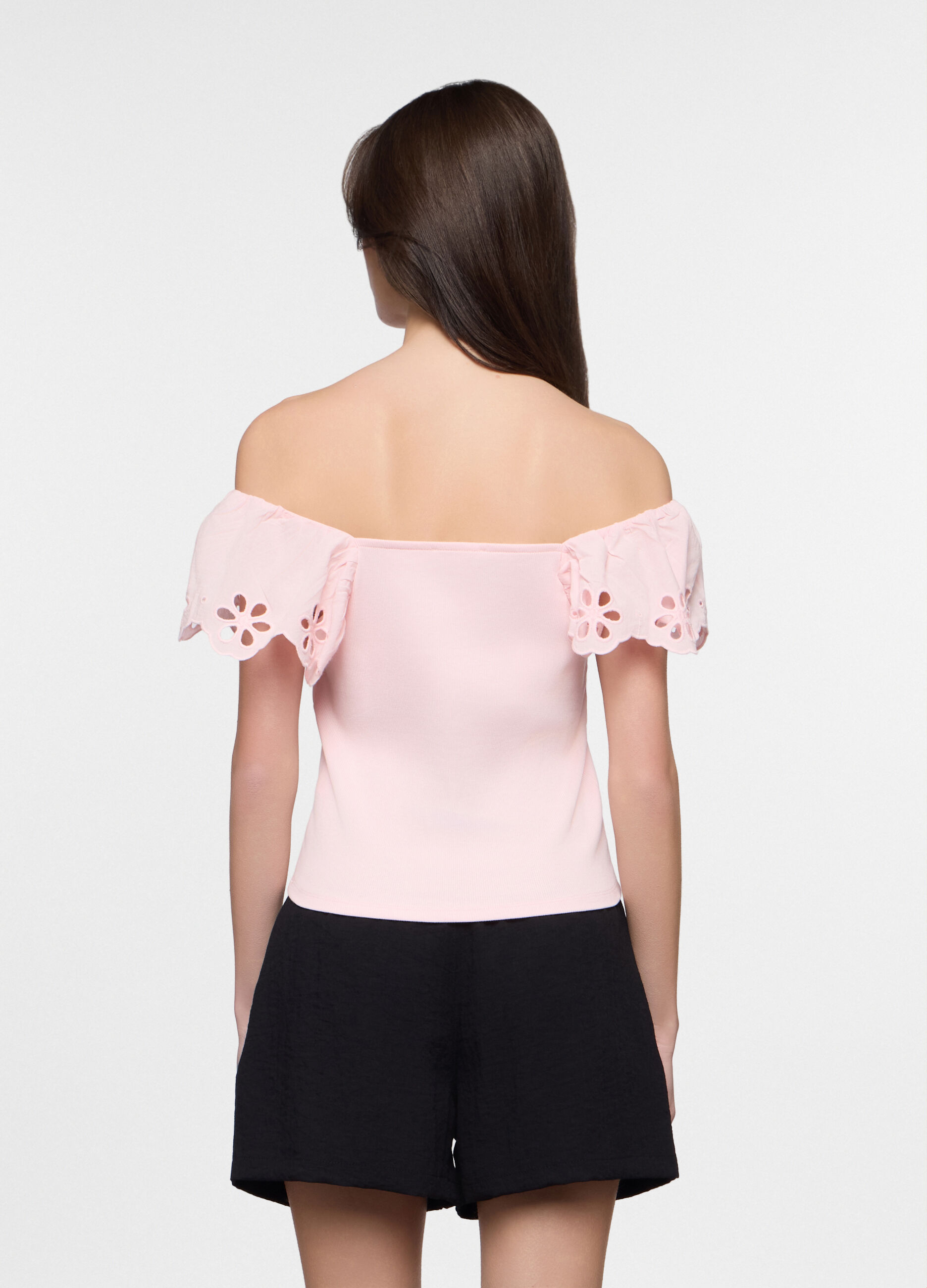 T-shirt con scollo dritto stretch donna_1