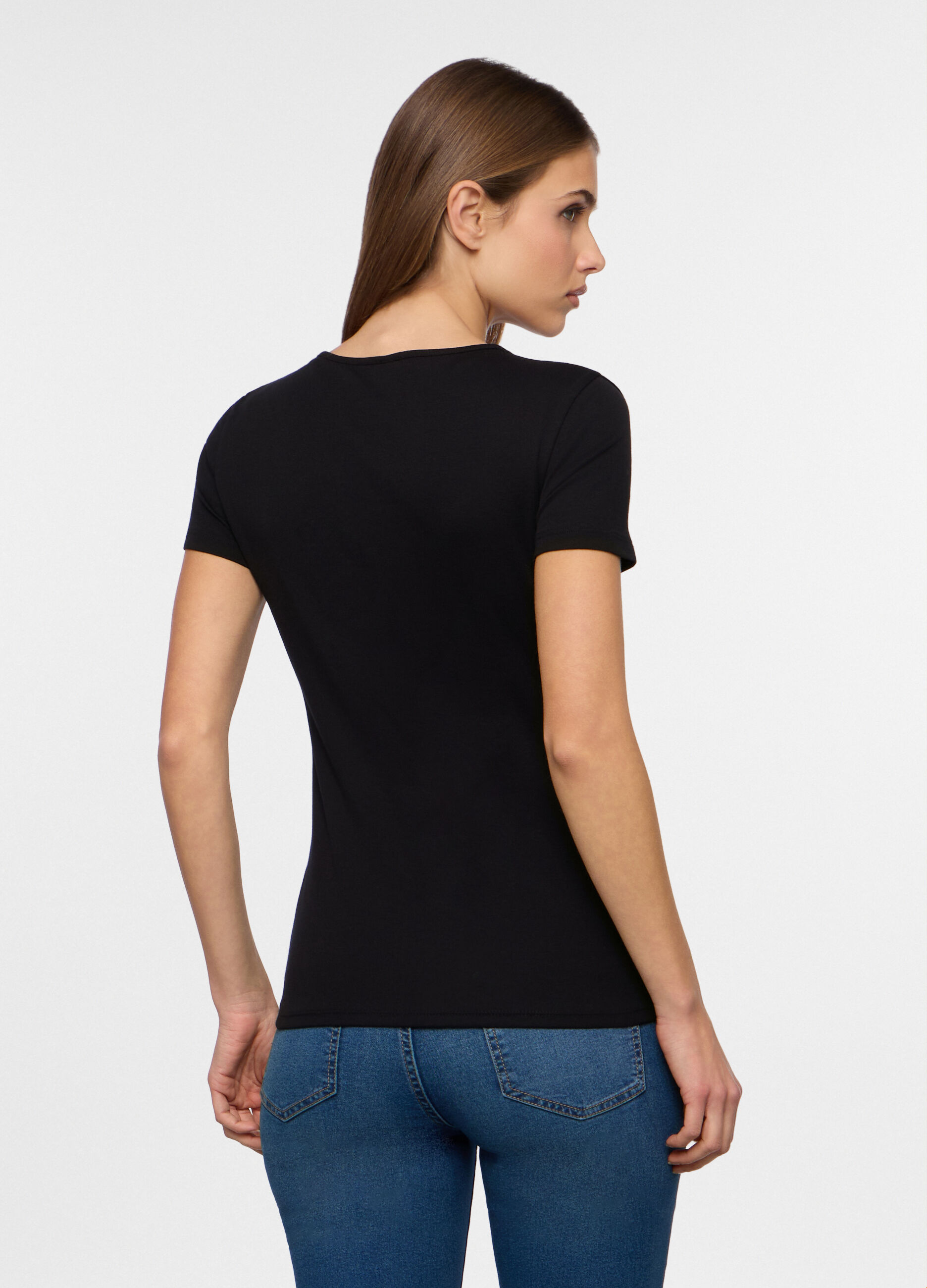 T-shirt con scollo a V donna_1