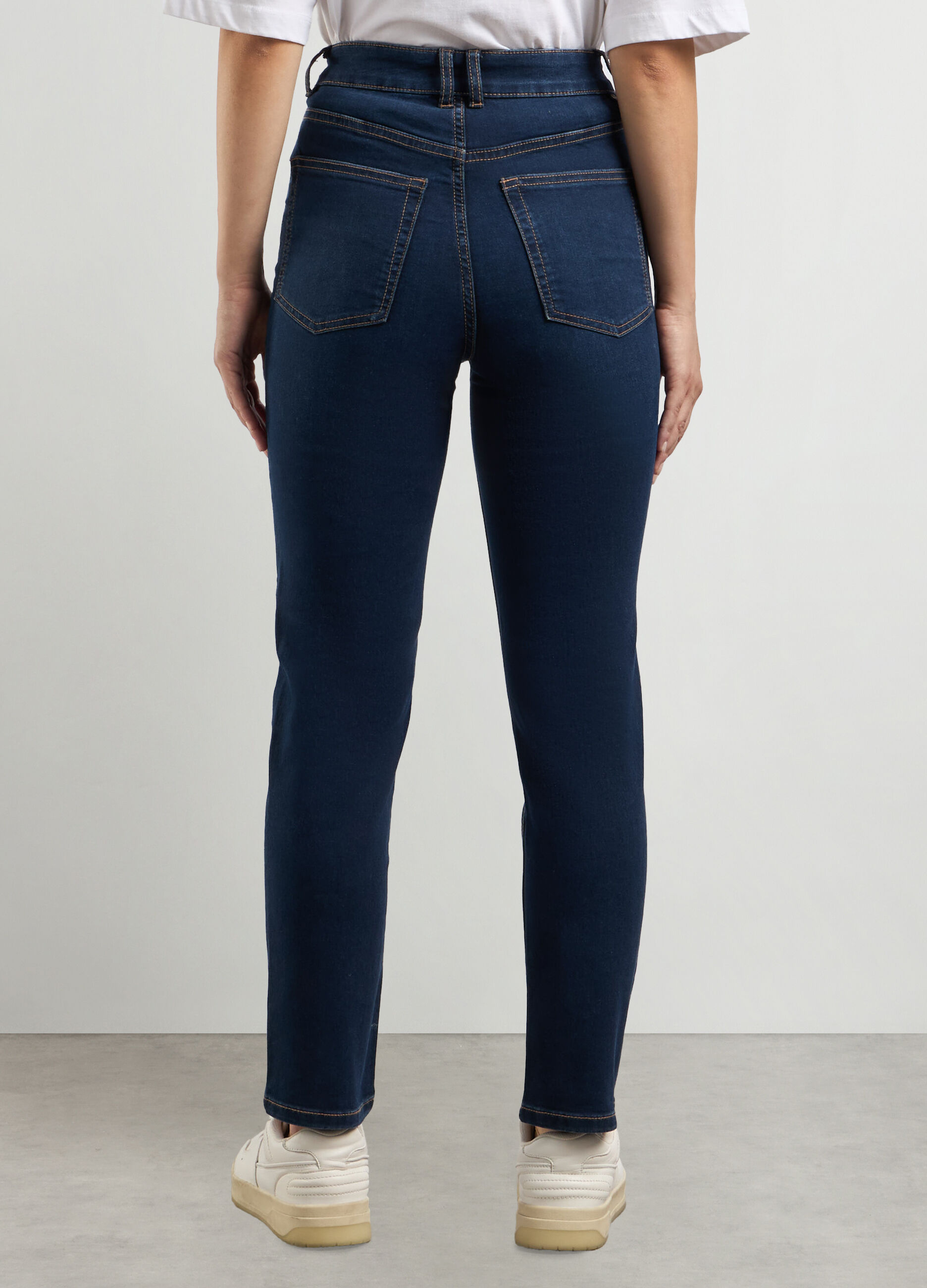 Pantaloni in denim di misto cotone stretch donna_1