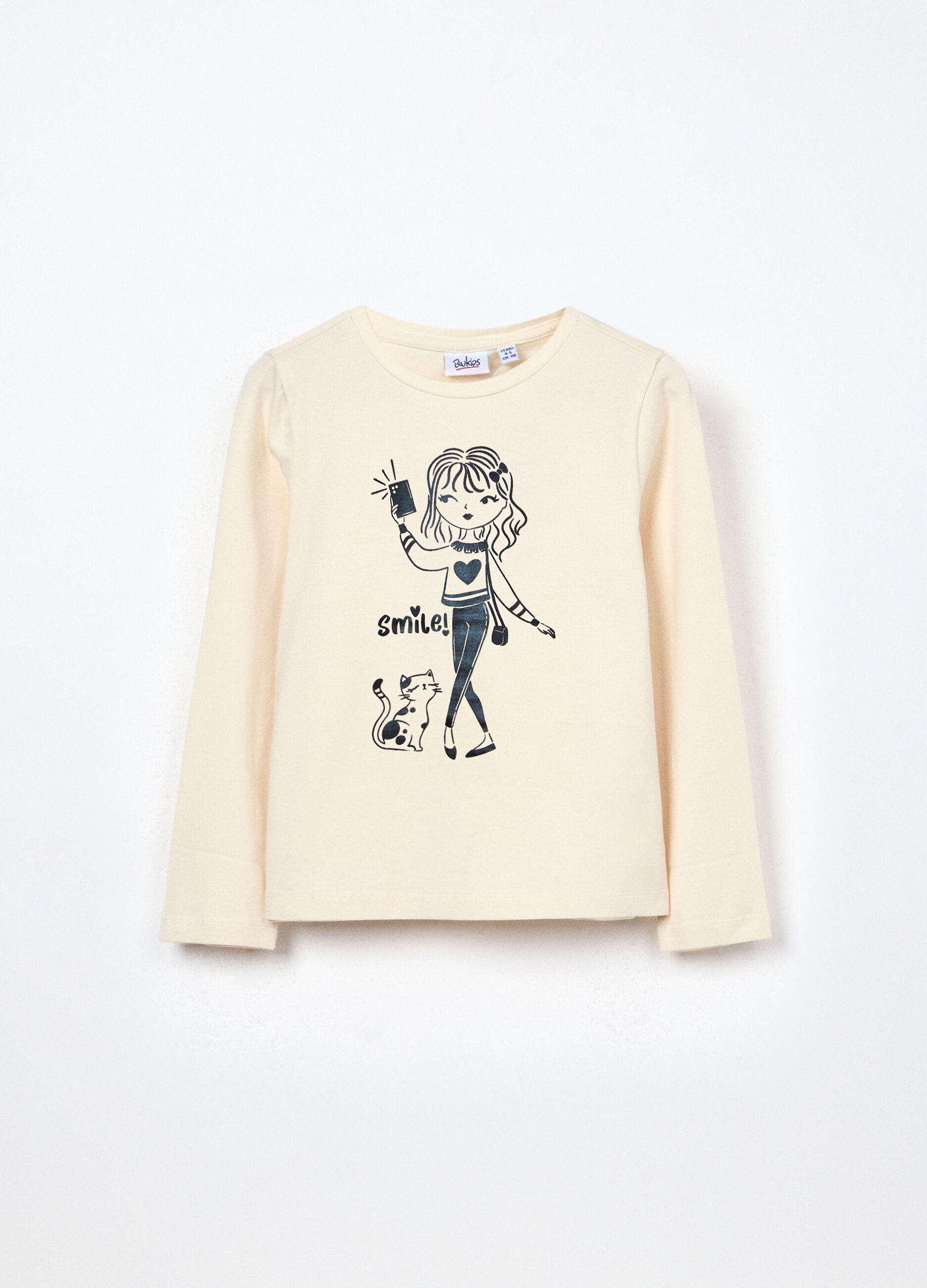 T-shirt in jersey di cotone stretch bambina_0