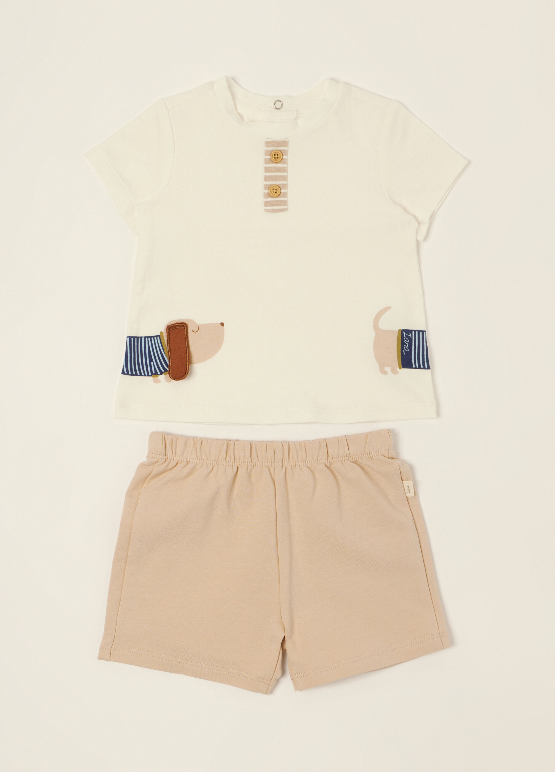 Set bianco e beige in cotone organico_0