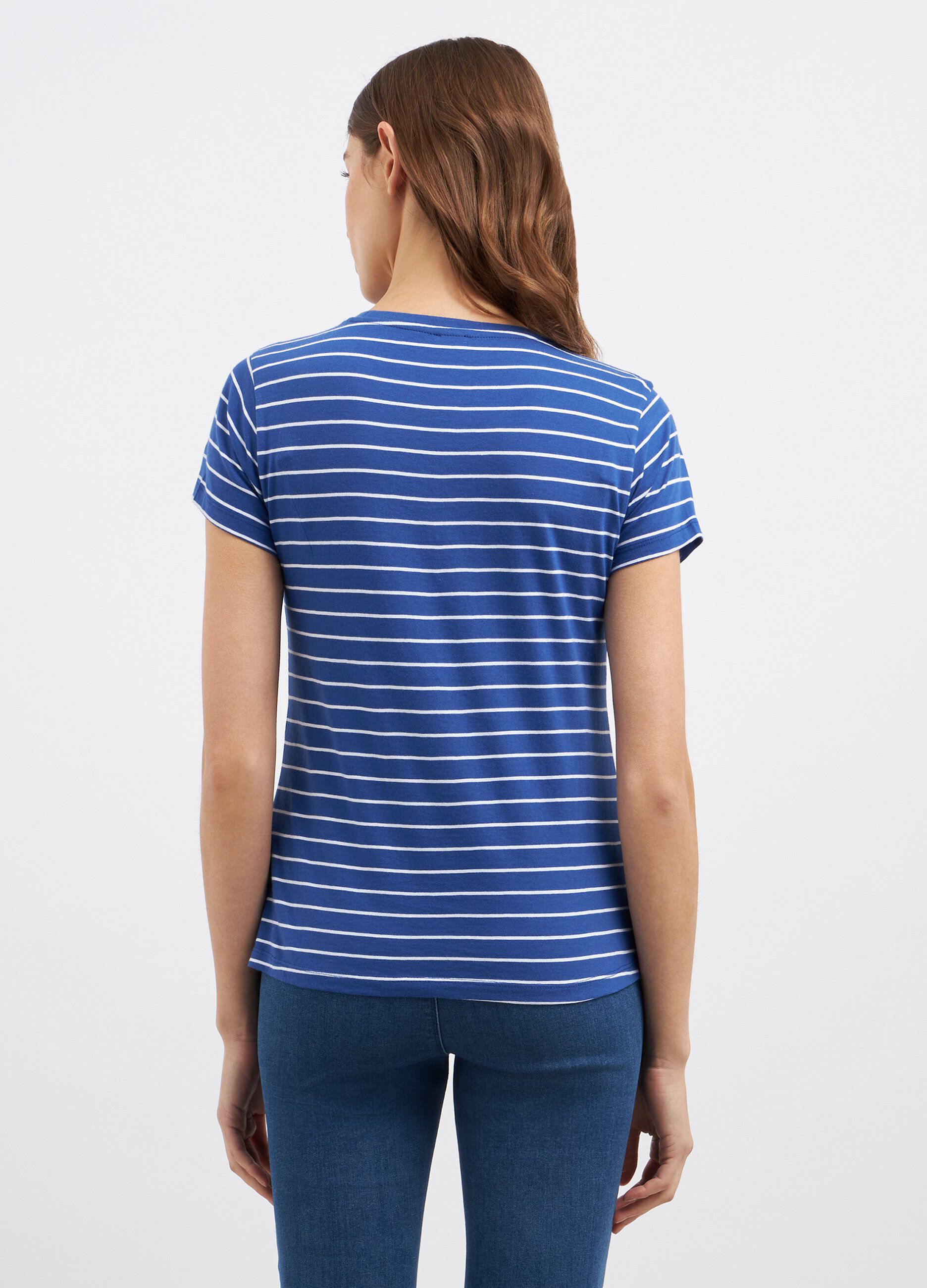 T-shirt rigata in puro cotone donna_1