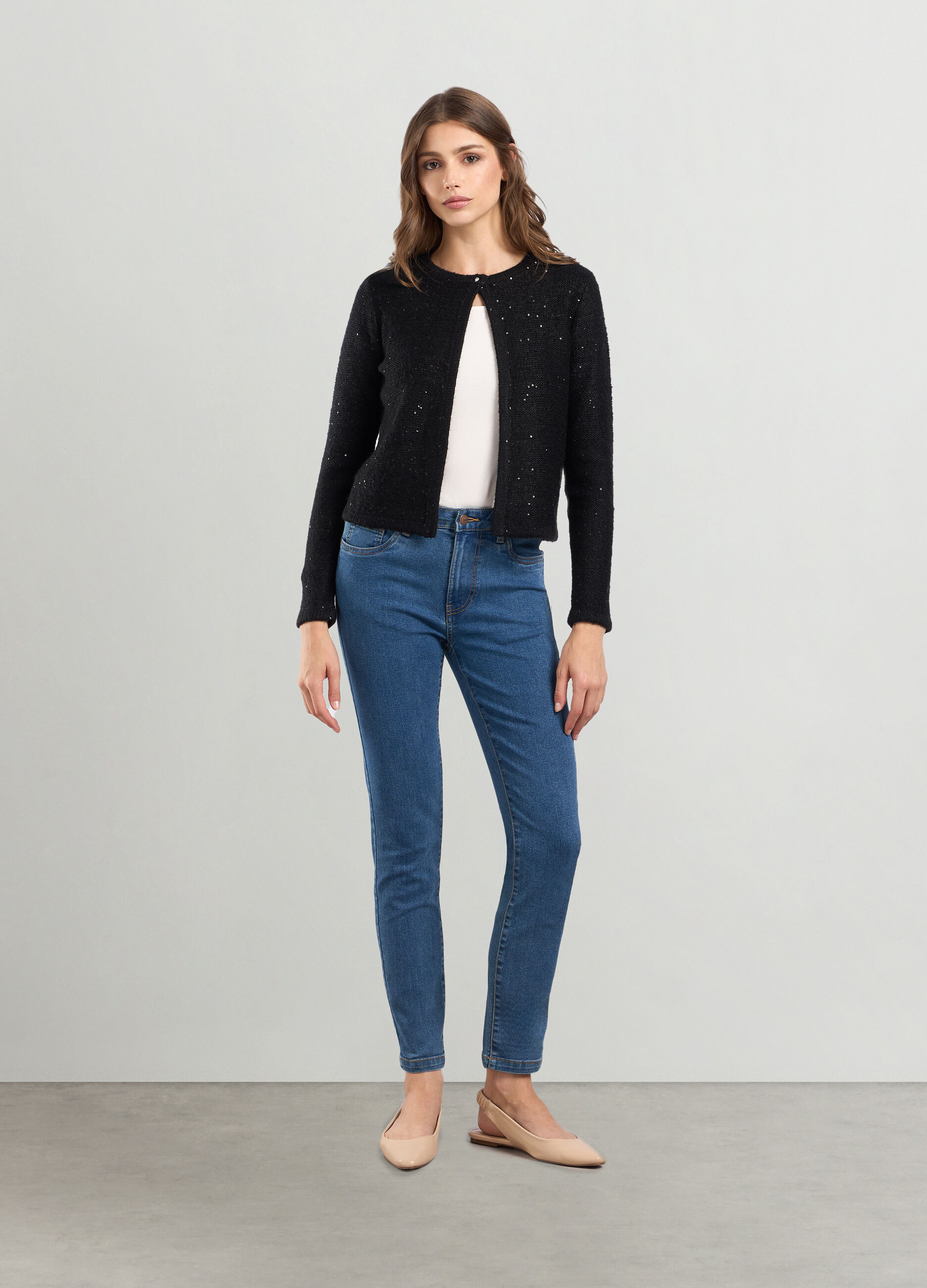 Pantaloni in denim stretch donna_0