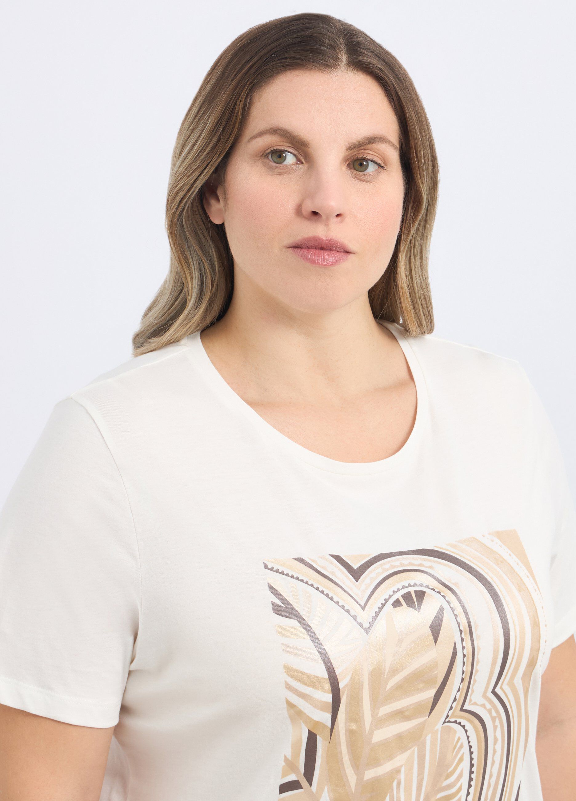 T-shirt in puro cotone con stampa donna curvy_2