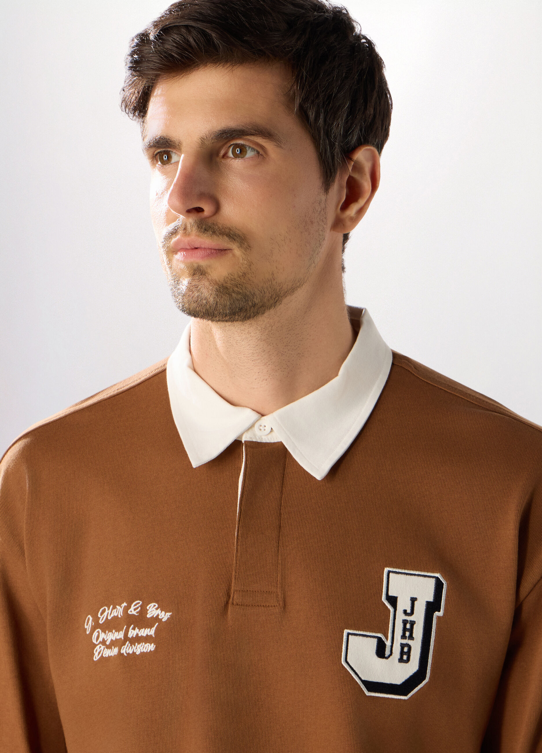 Polo a maniche lunghe in puro cotone uomo_2