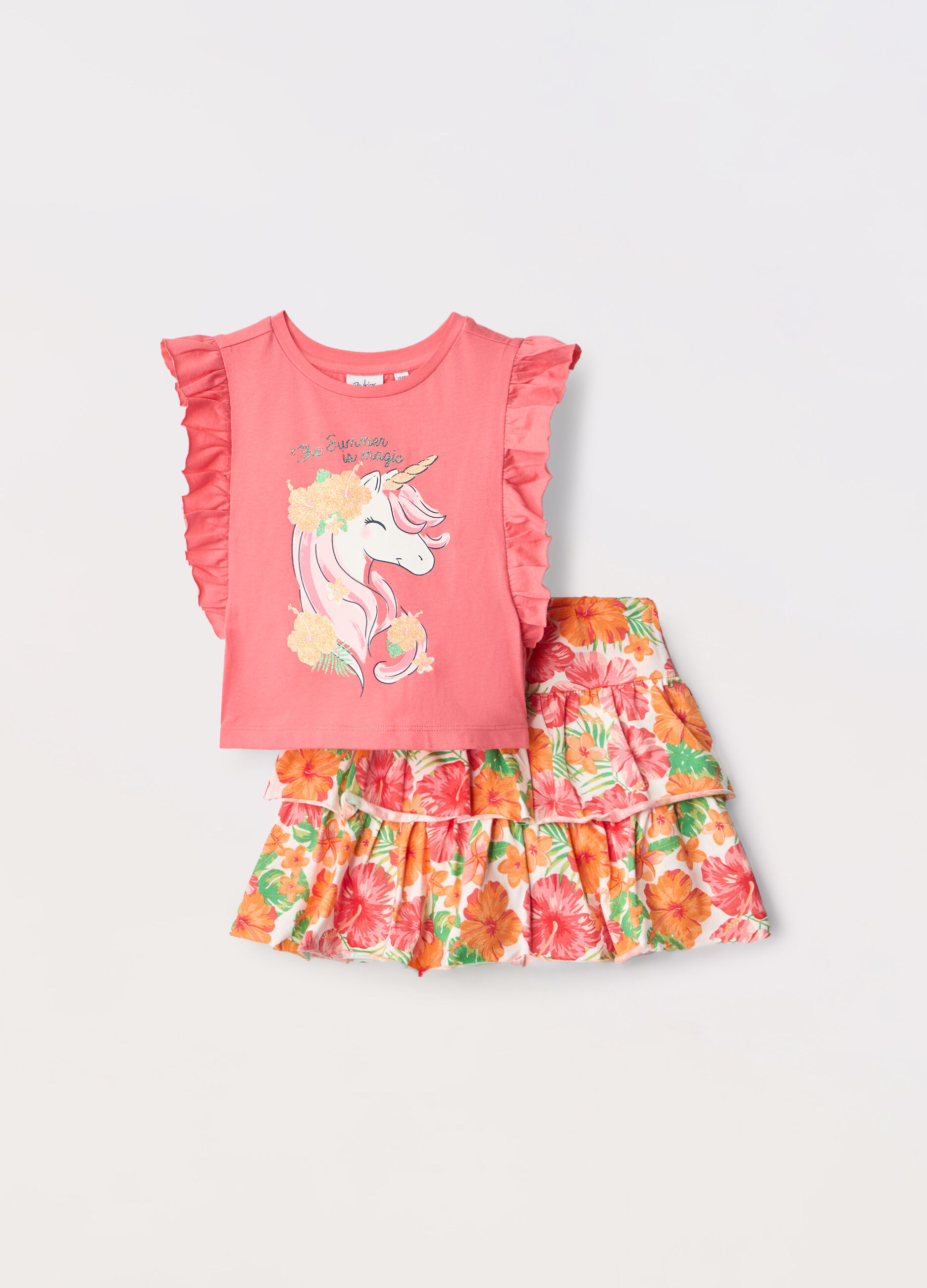Jogging set in jersey di cotone stretch bambina_0
