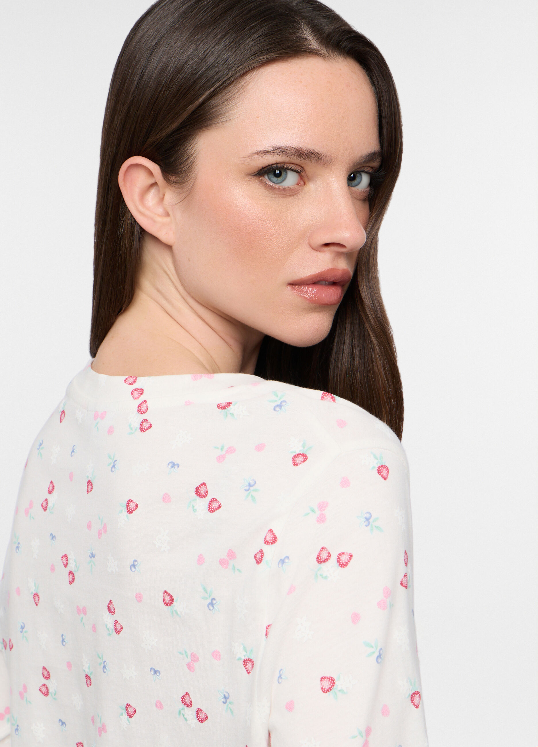 Set pigiama lungo in jersey di cotone misto viscosa donna_2