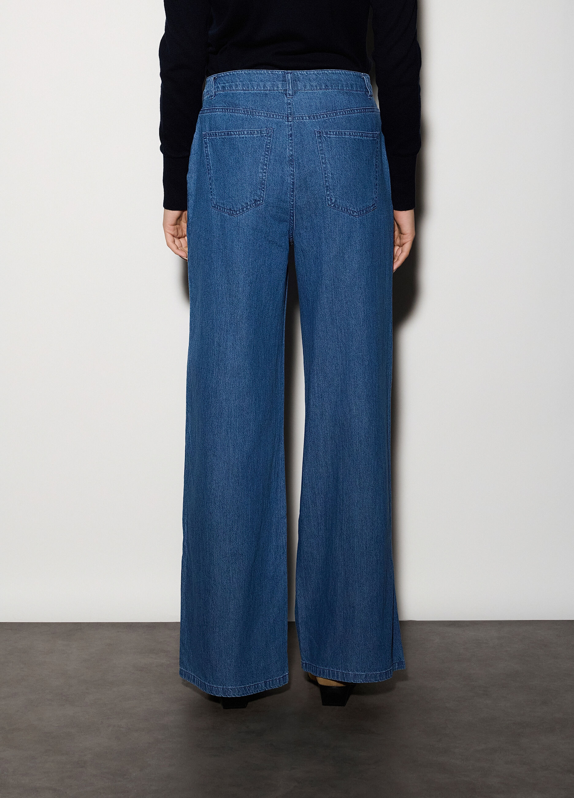 Pantaloni wide leg in denim donna_2