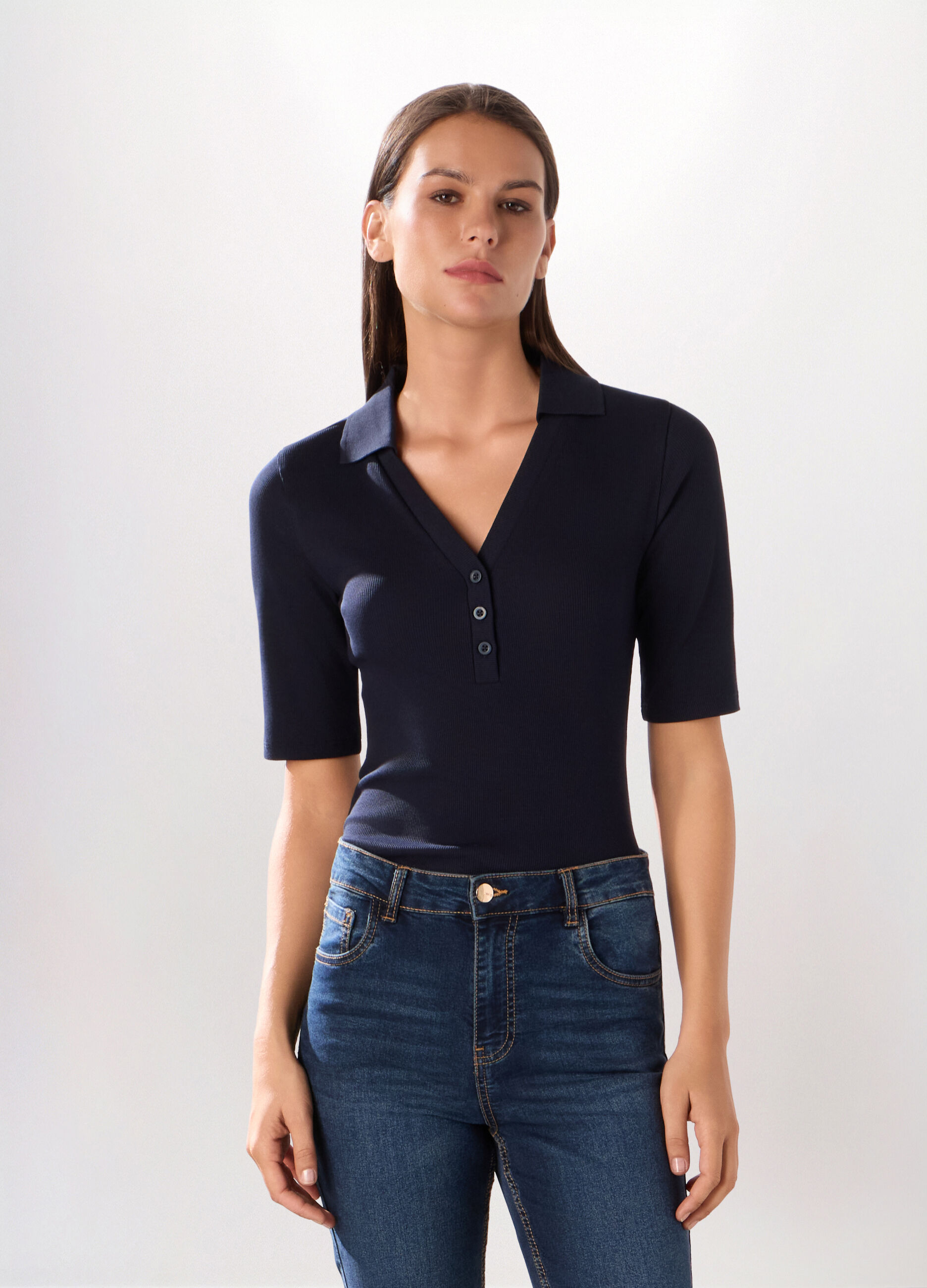 Body in costina di cotone stretch donna_0