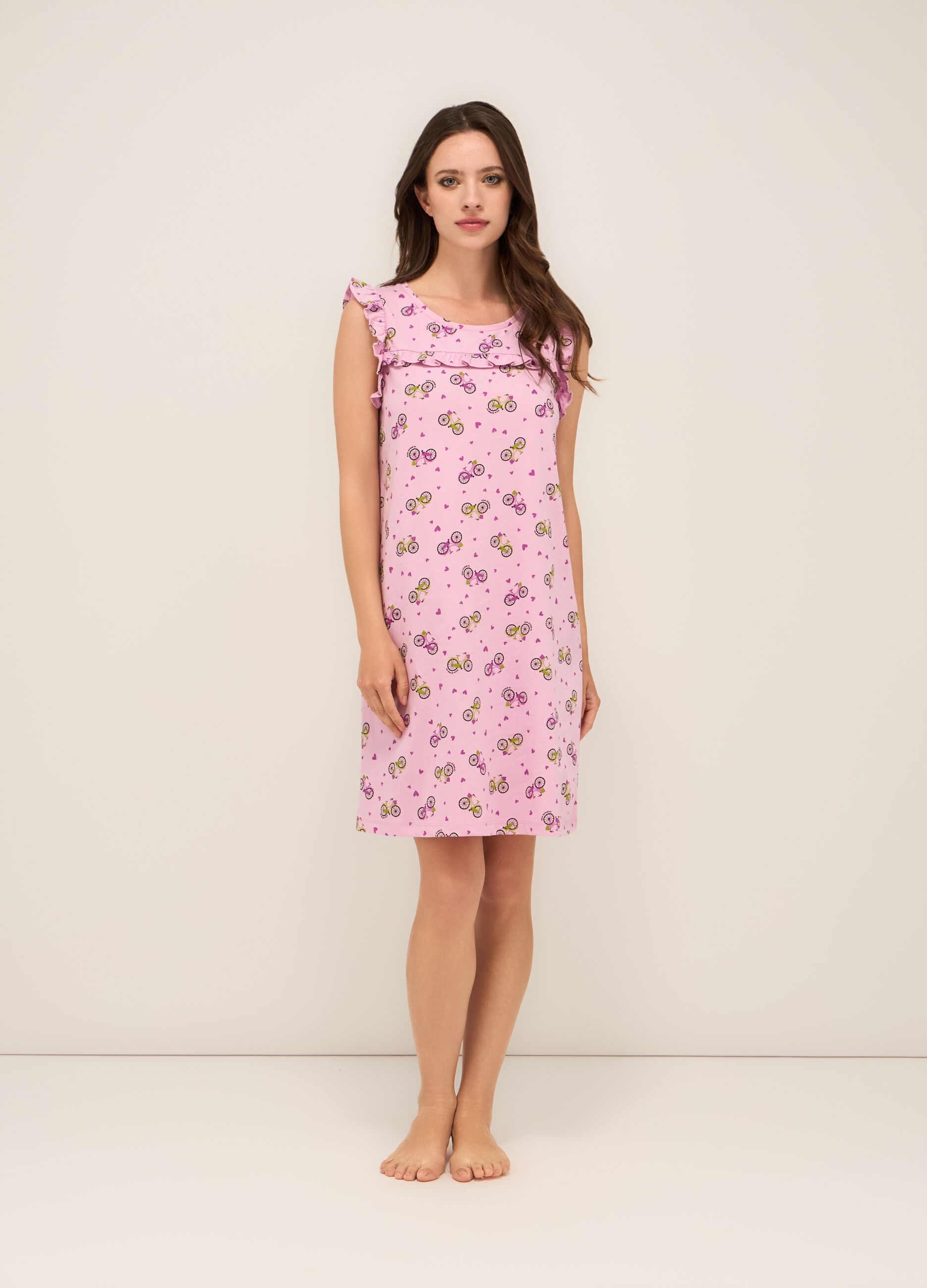 Camicia da notte in jersey di puro cotone donna_0