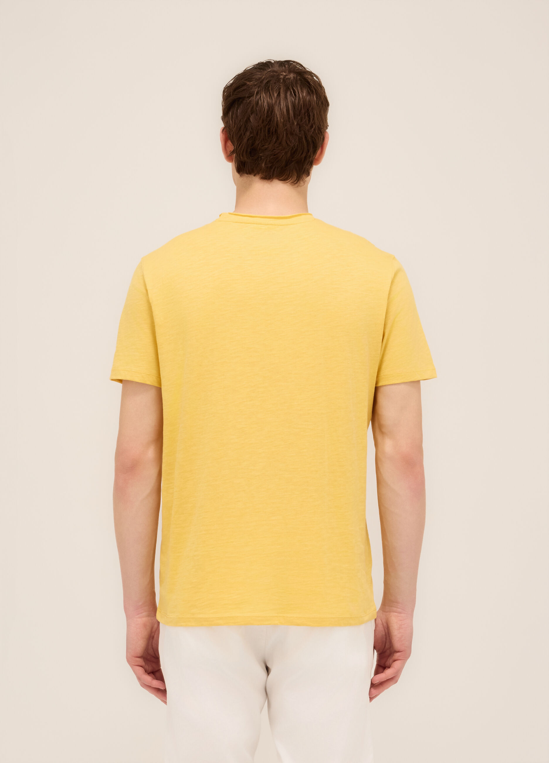 T-shirt girocollo in cotone fiammato uomo
