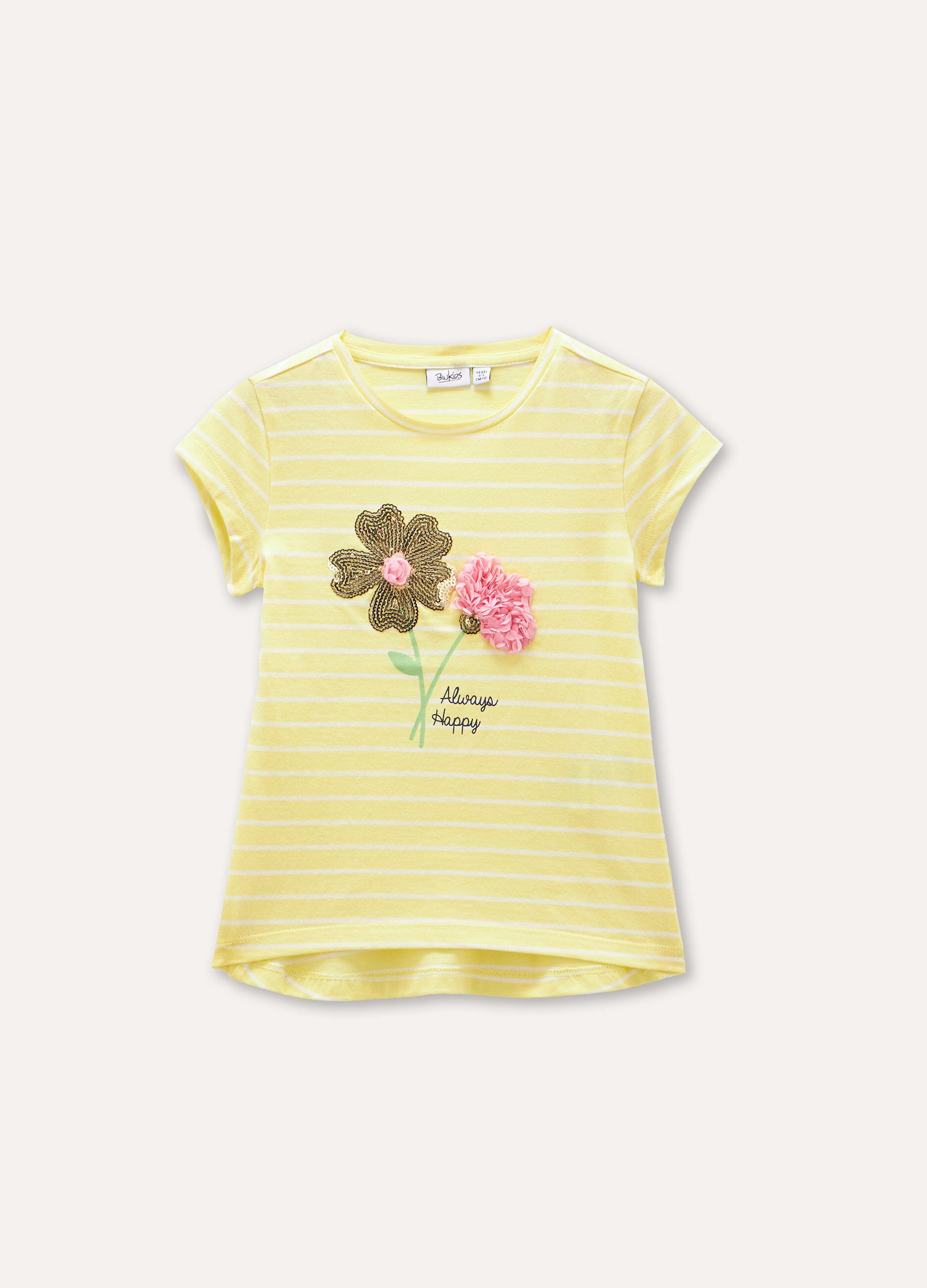 T-shirt rigata in puro cotone bambina_0