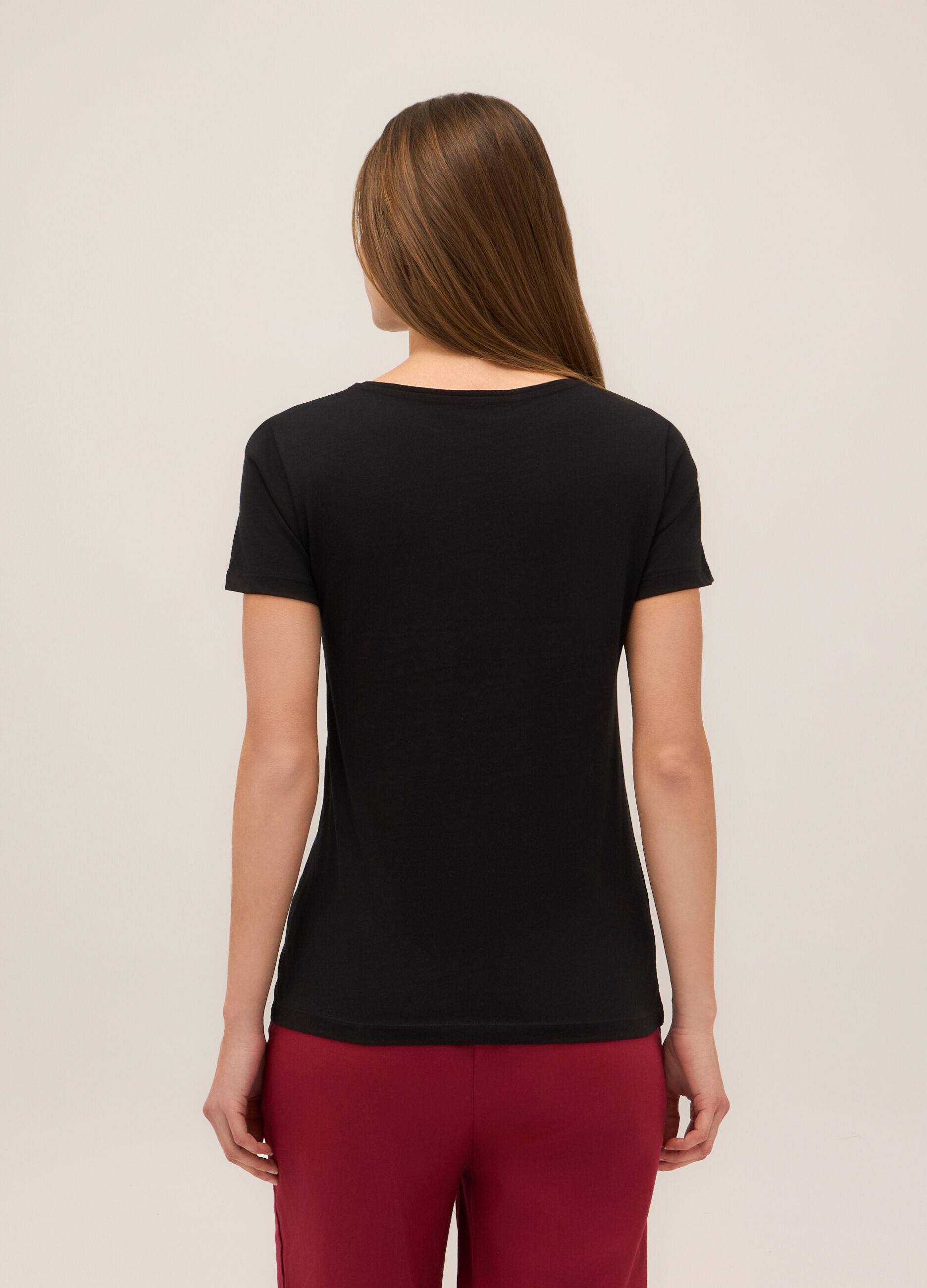 T-shirt in jersey di puro cotone donna_1