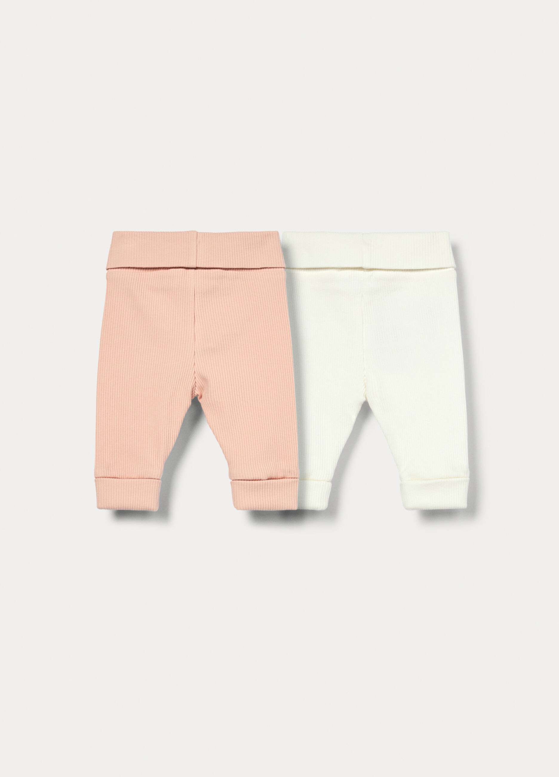 Pack 2 leggings in costina di cotone stretch _1