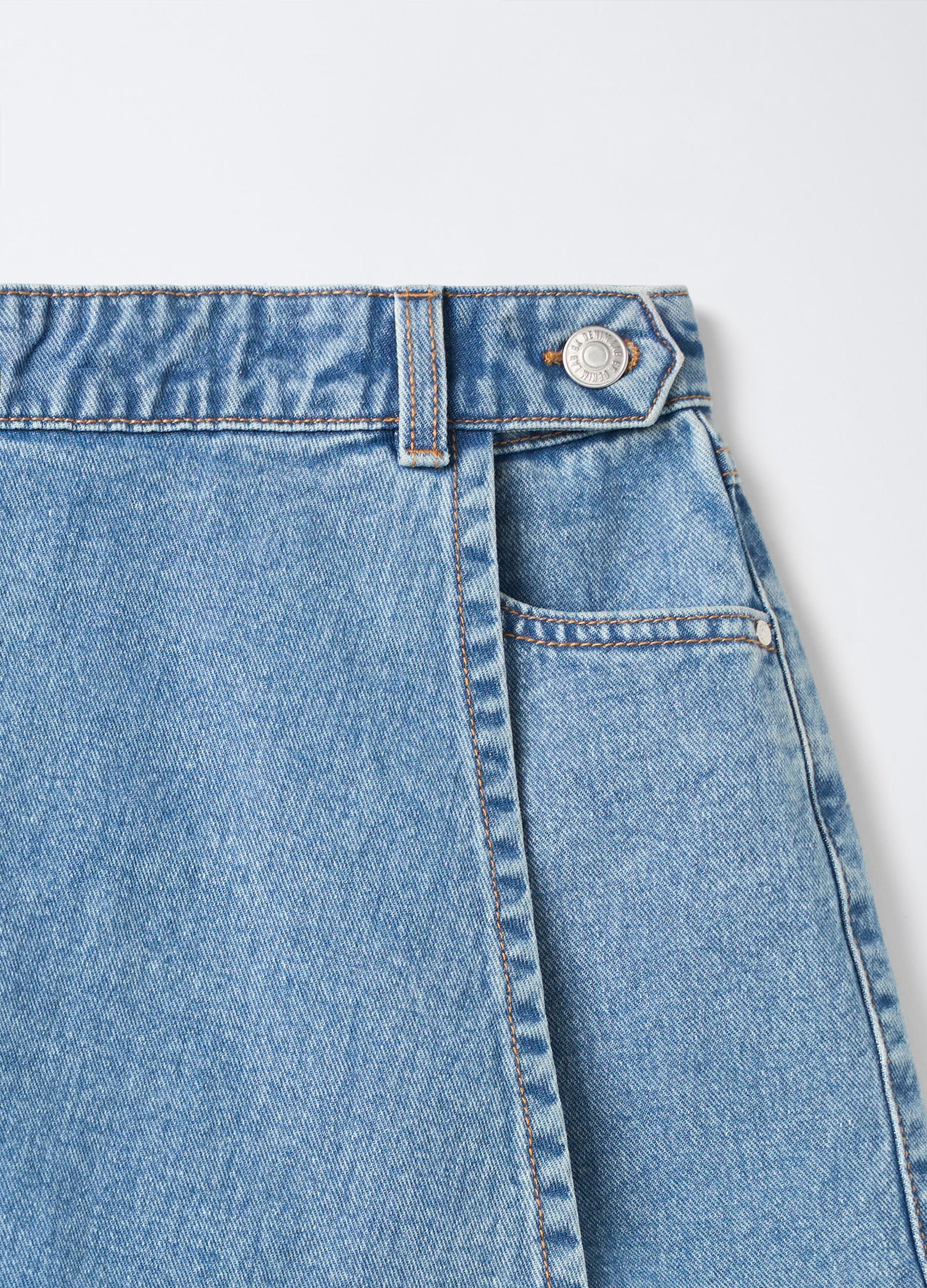 Gonna pantalone in denim di puro cotone ragazza_2