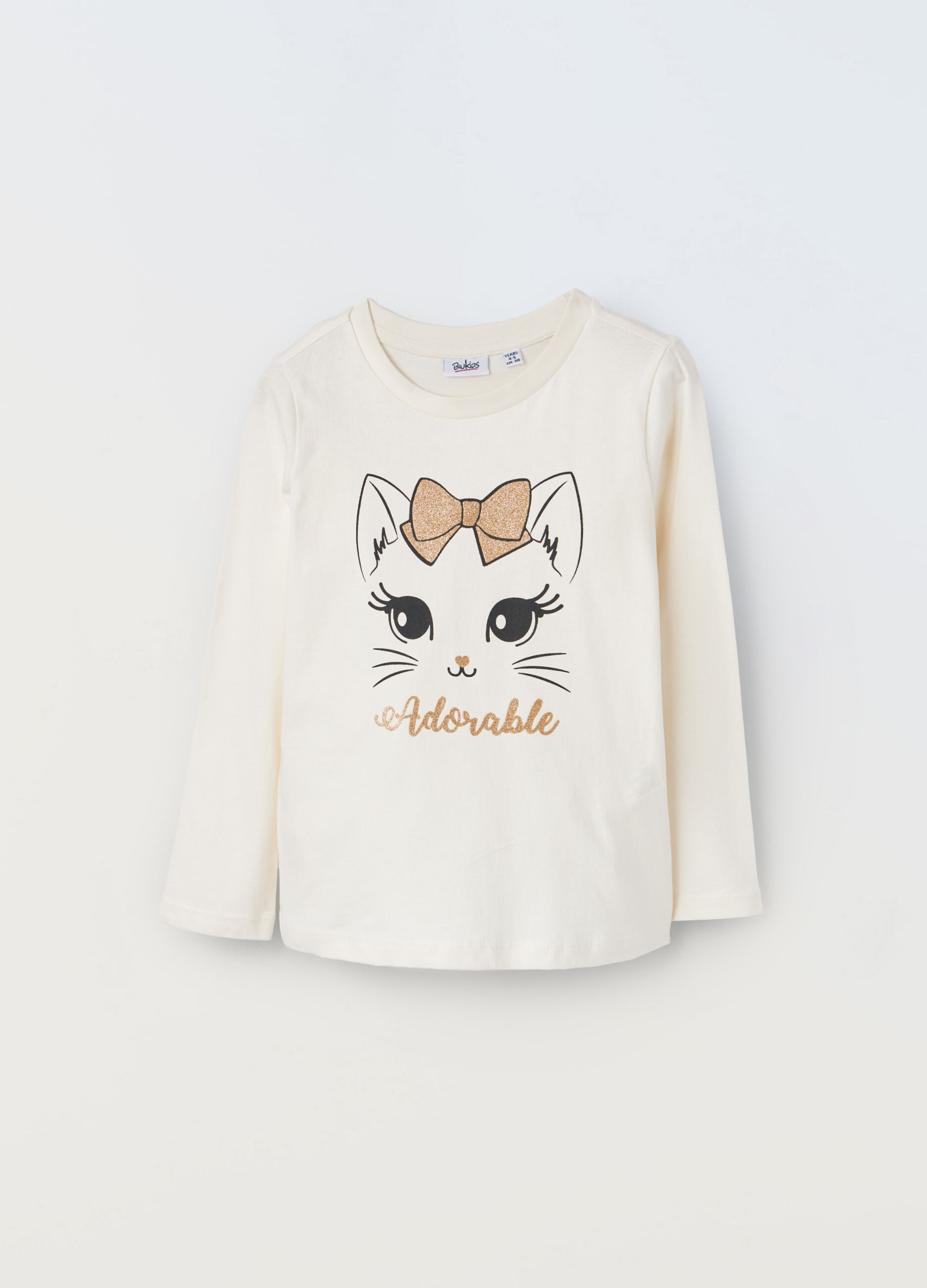 T-shirt a maniche lunghe con stampa glitter bambina_0
