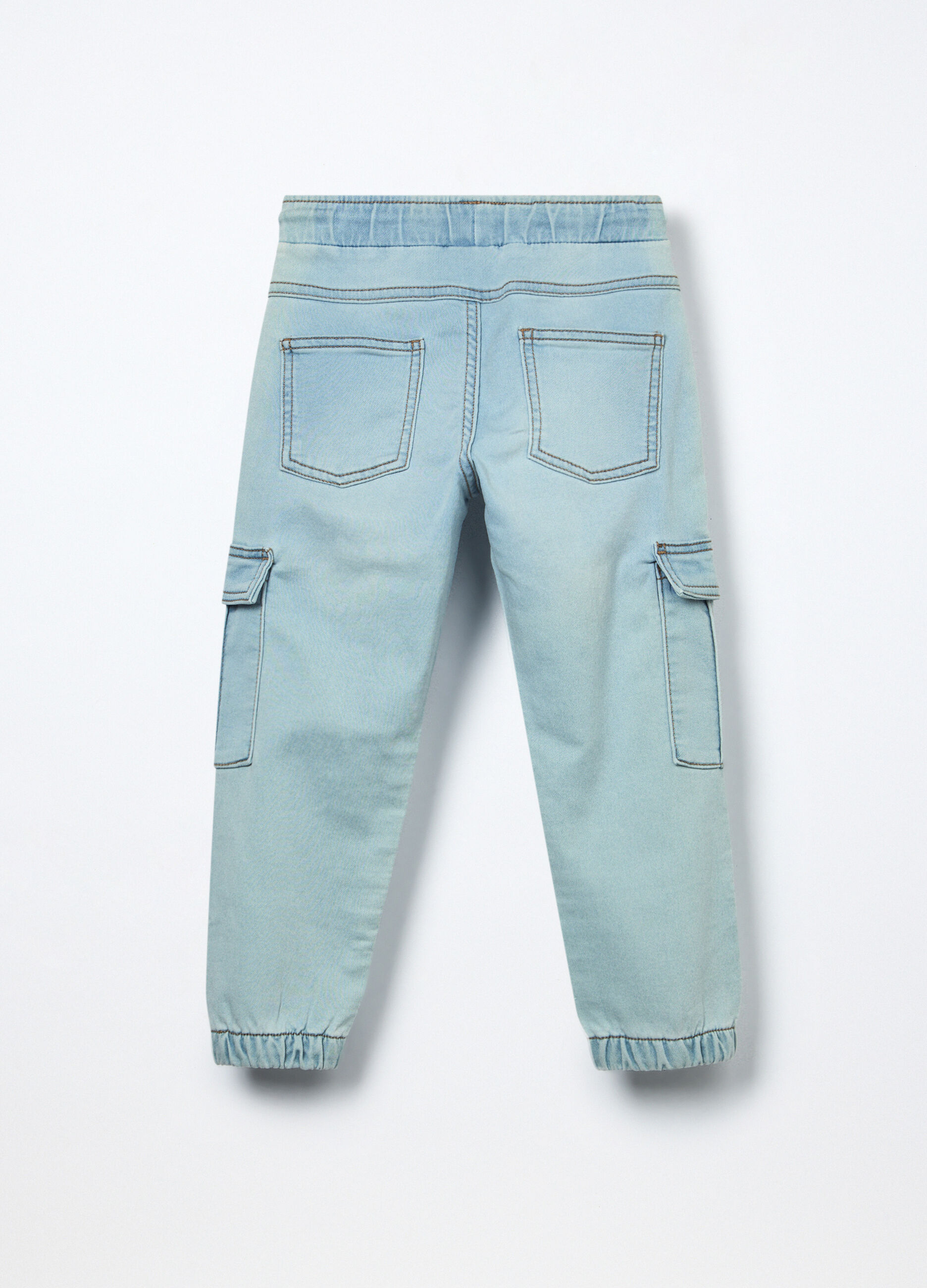 Jeans cargo pullo on in denim mercerizzato bambino_1