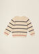 Maglione beige in misto cotone a righe_1