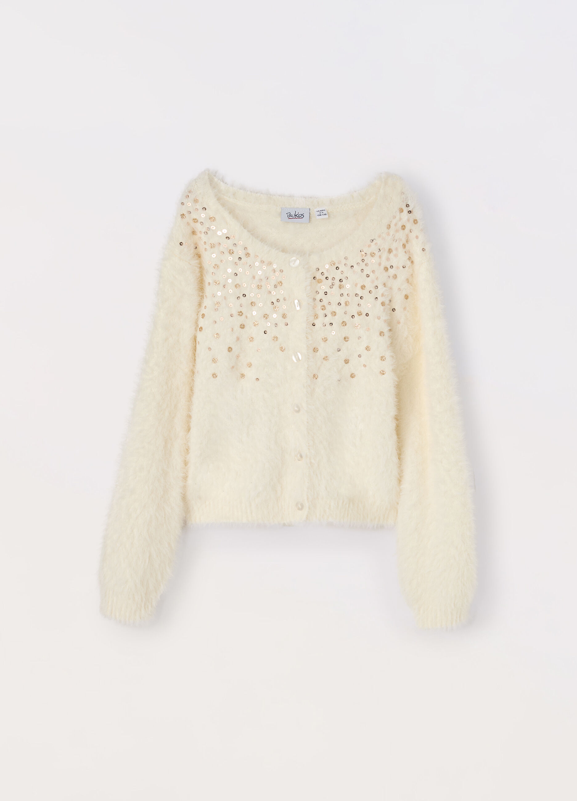 Cardigan effetto pelliccia con paillettes bambina_0