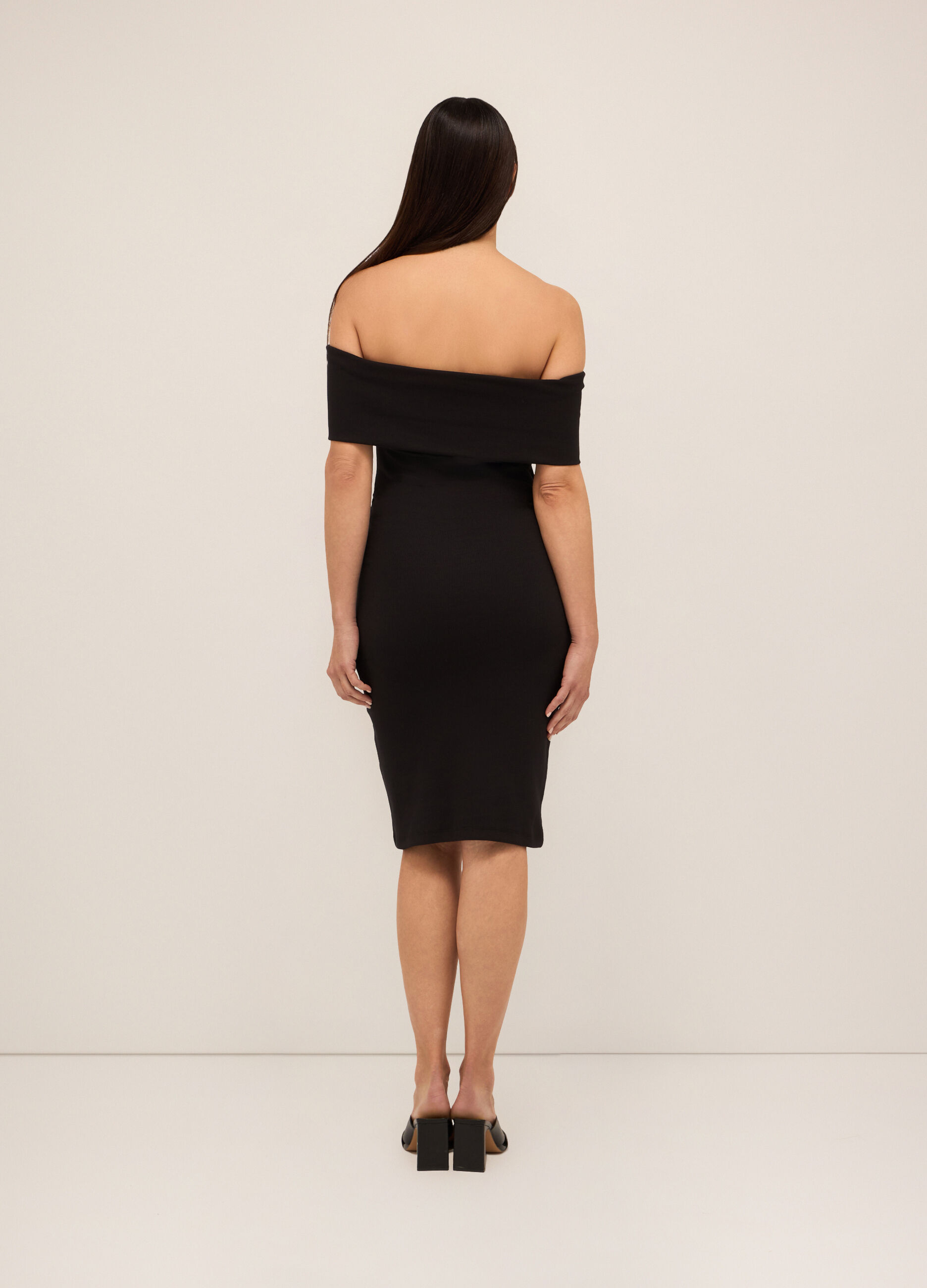 Tubino corto in costina di cotone stretch donna