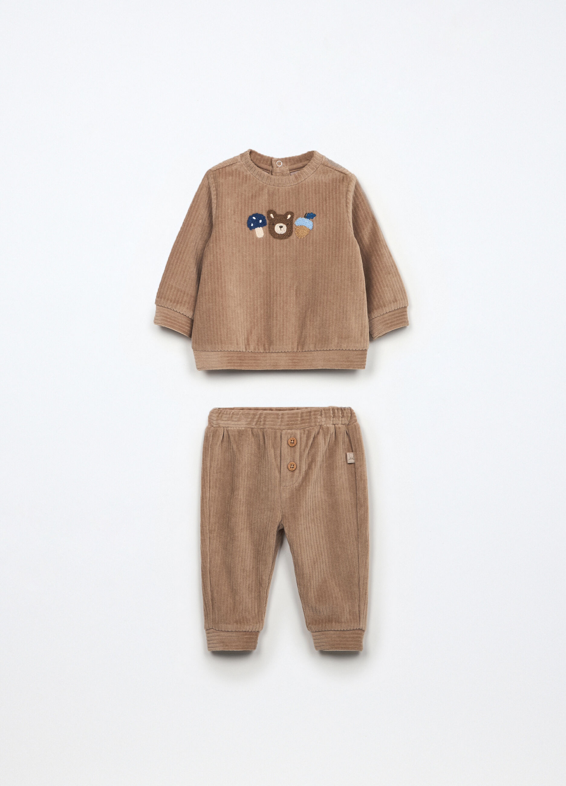 Set misto cotone velour in costina neonato_0