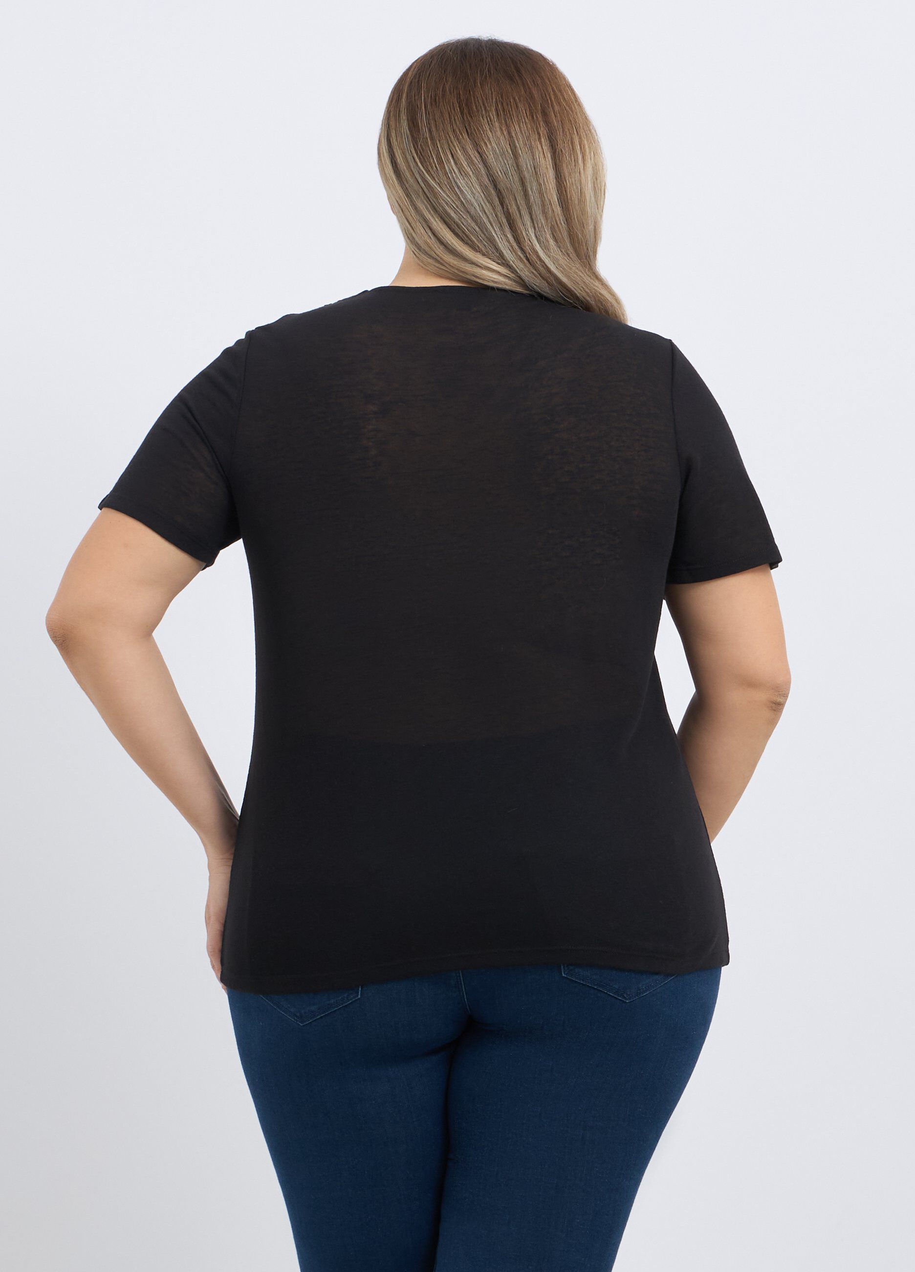T-shirt con collo lavorato donna curvy_1