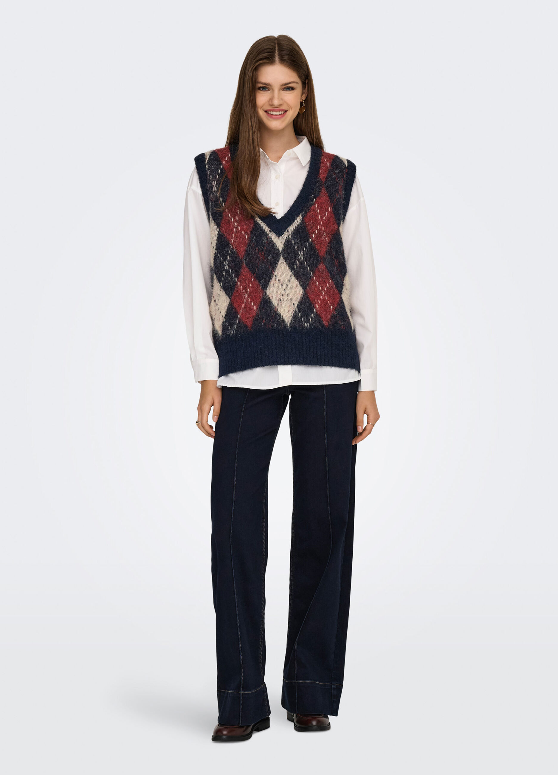 Gilet jacquard a quadri donna_2