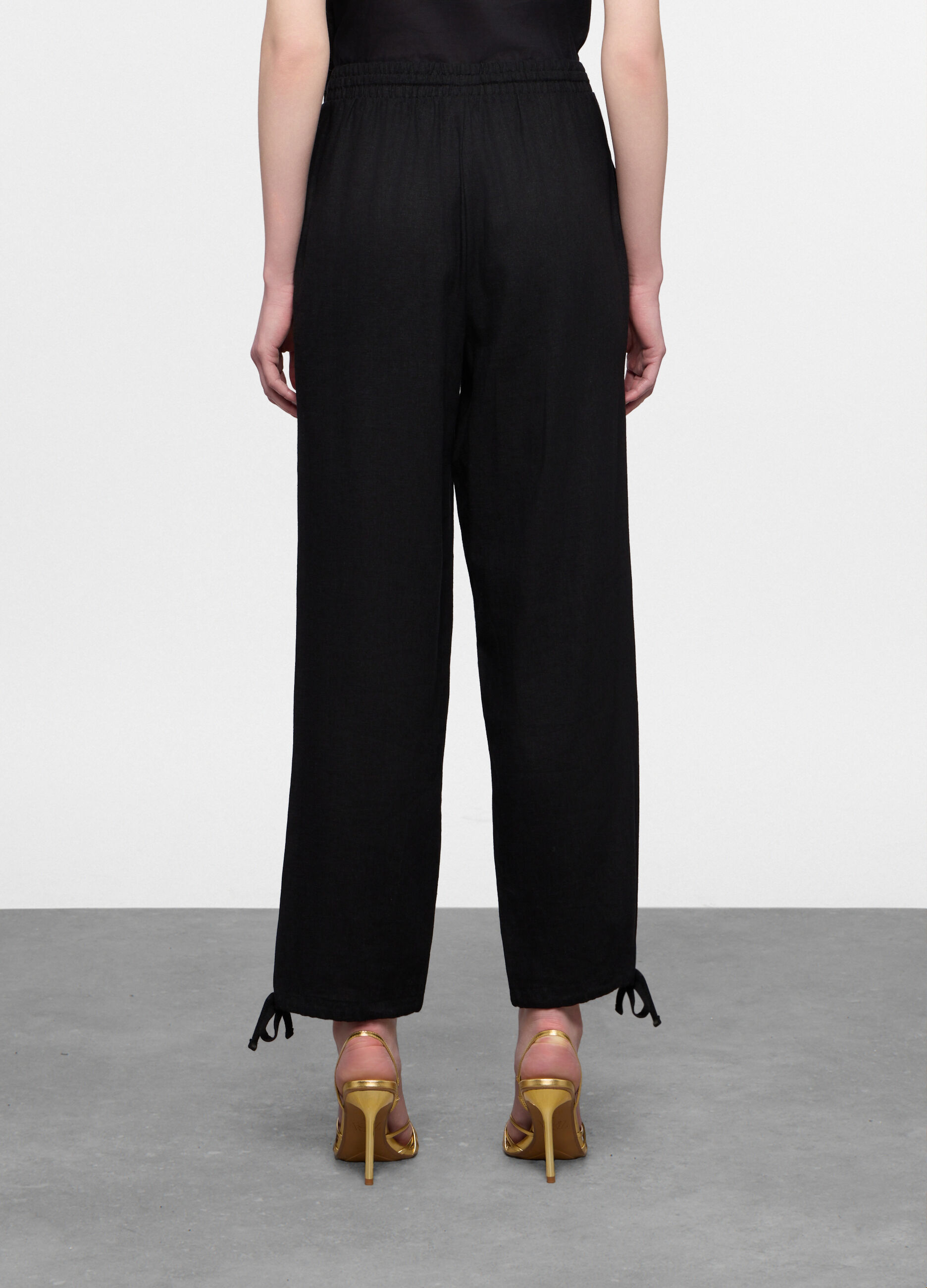 Pantaloni parachute misto lino donna_1