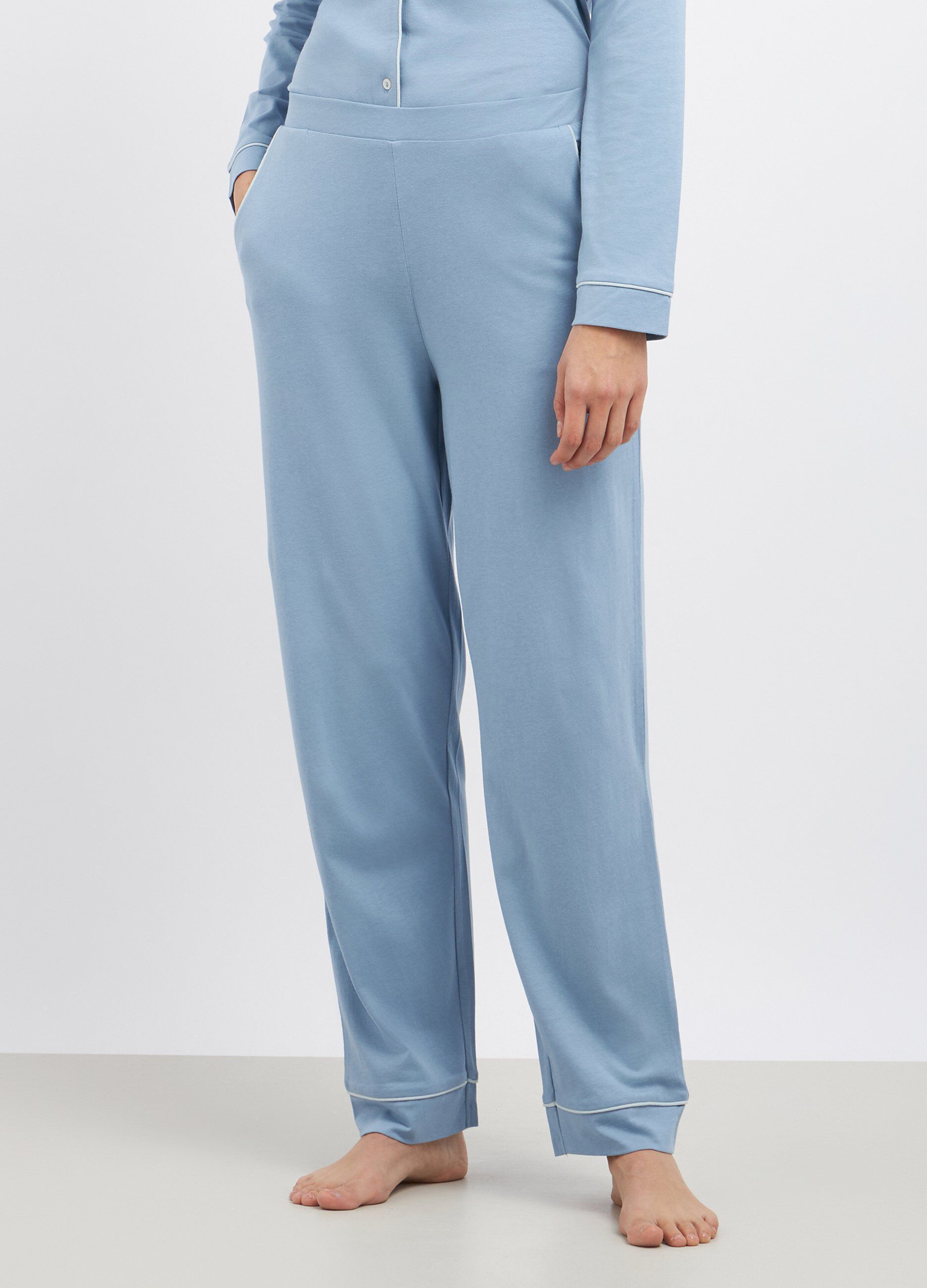 Pantalone pigiama lungo in misto cotone donna_0