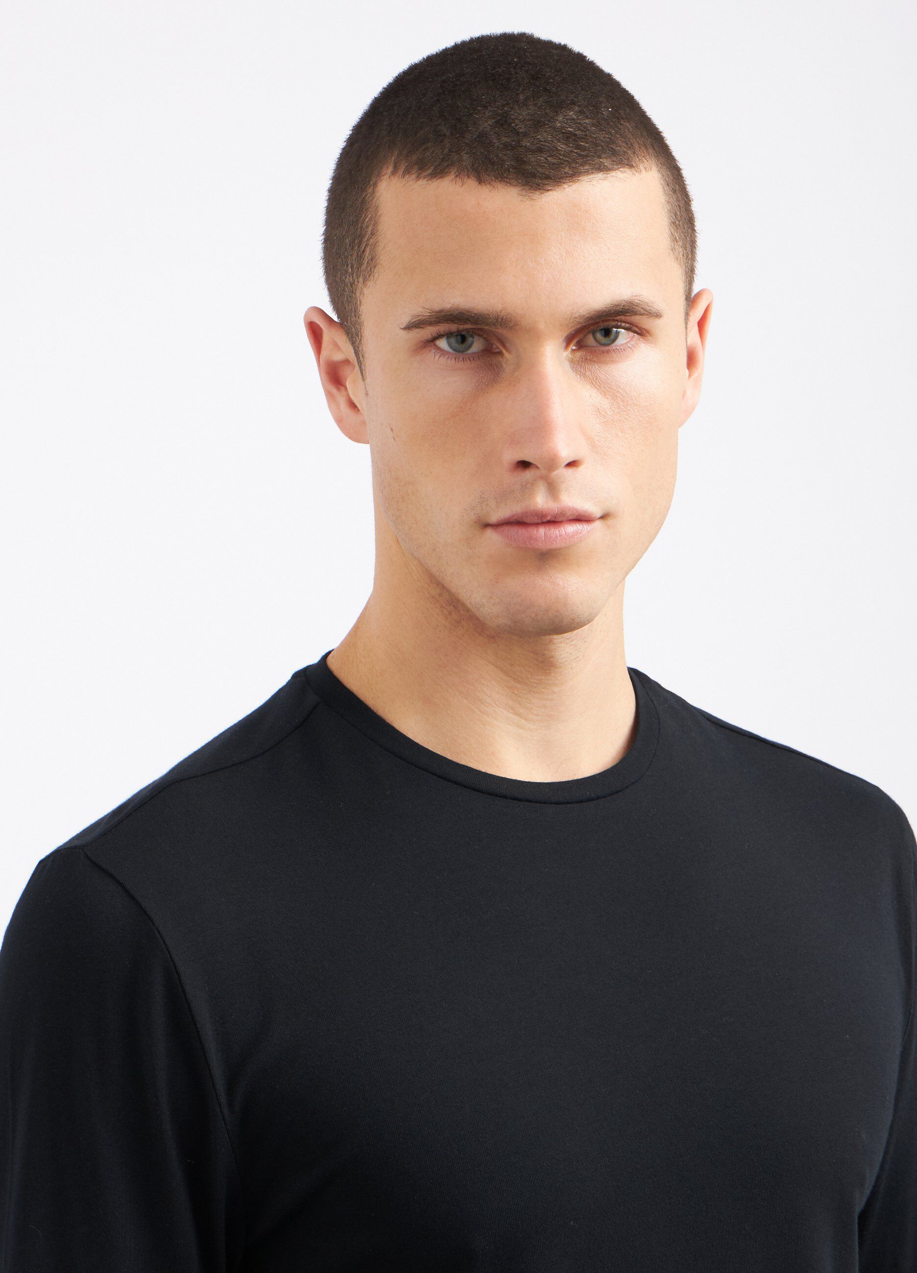 T-shirt a maniche lunghe in cotone stretch uomo_2