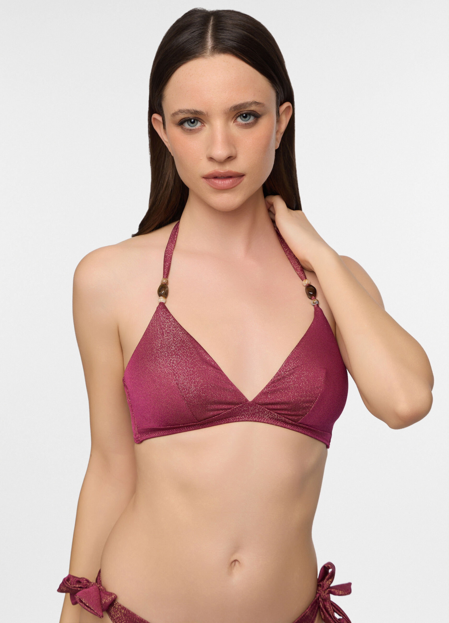 Costume bikini top a triangolo con filo lurex donna_2