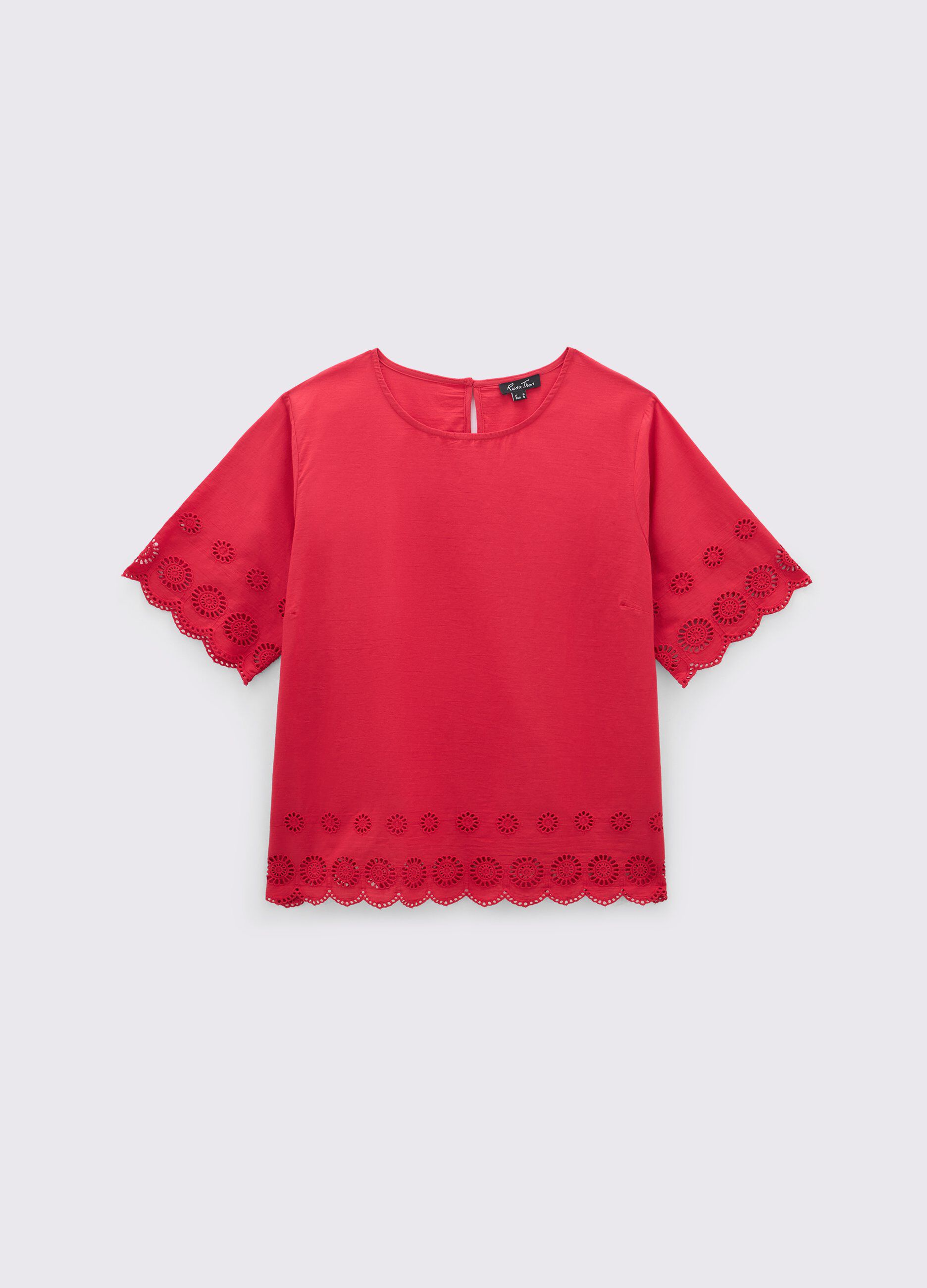 Blusa in puro cotone con ricami donna curvy_0