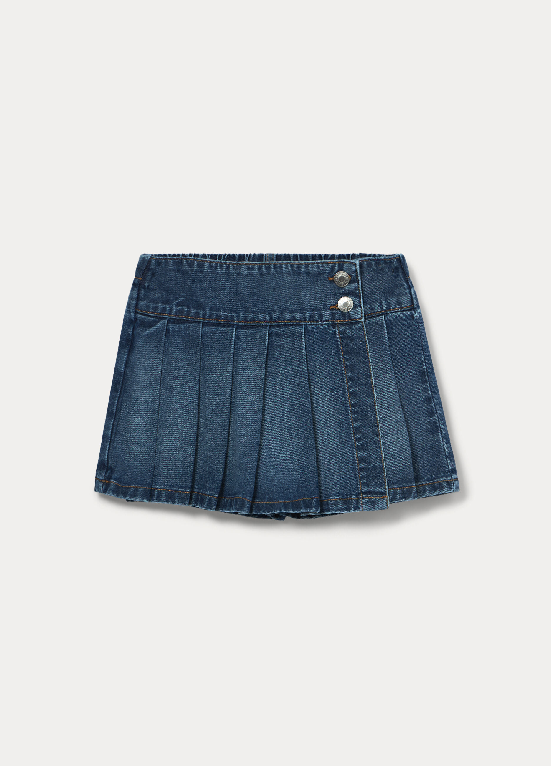 Gonna pantalone in denim di puro cotone ragazza_0