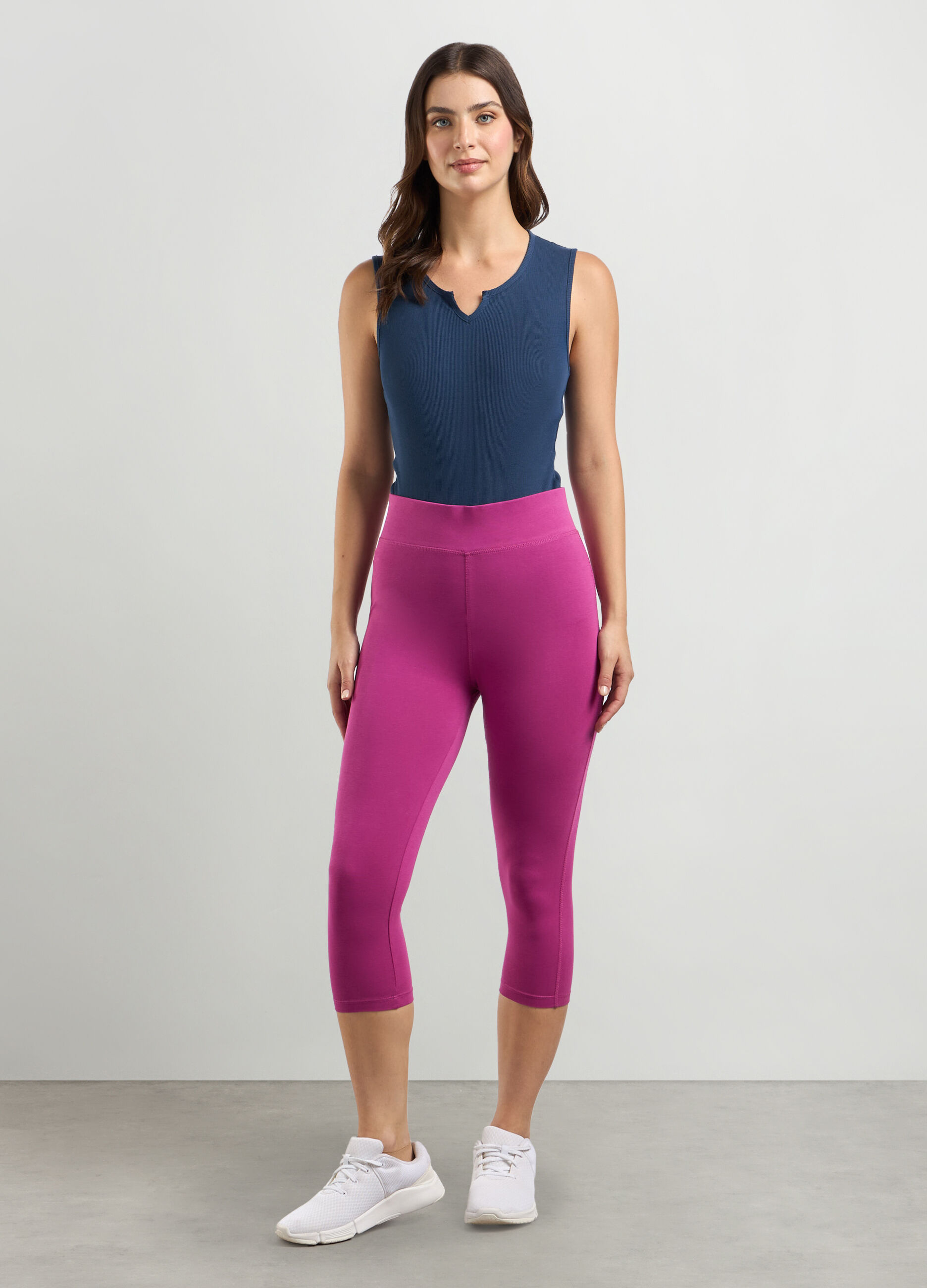 Leggings capri in cotone stretch donna_0