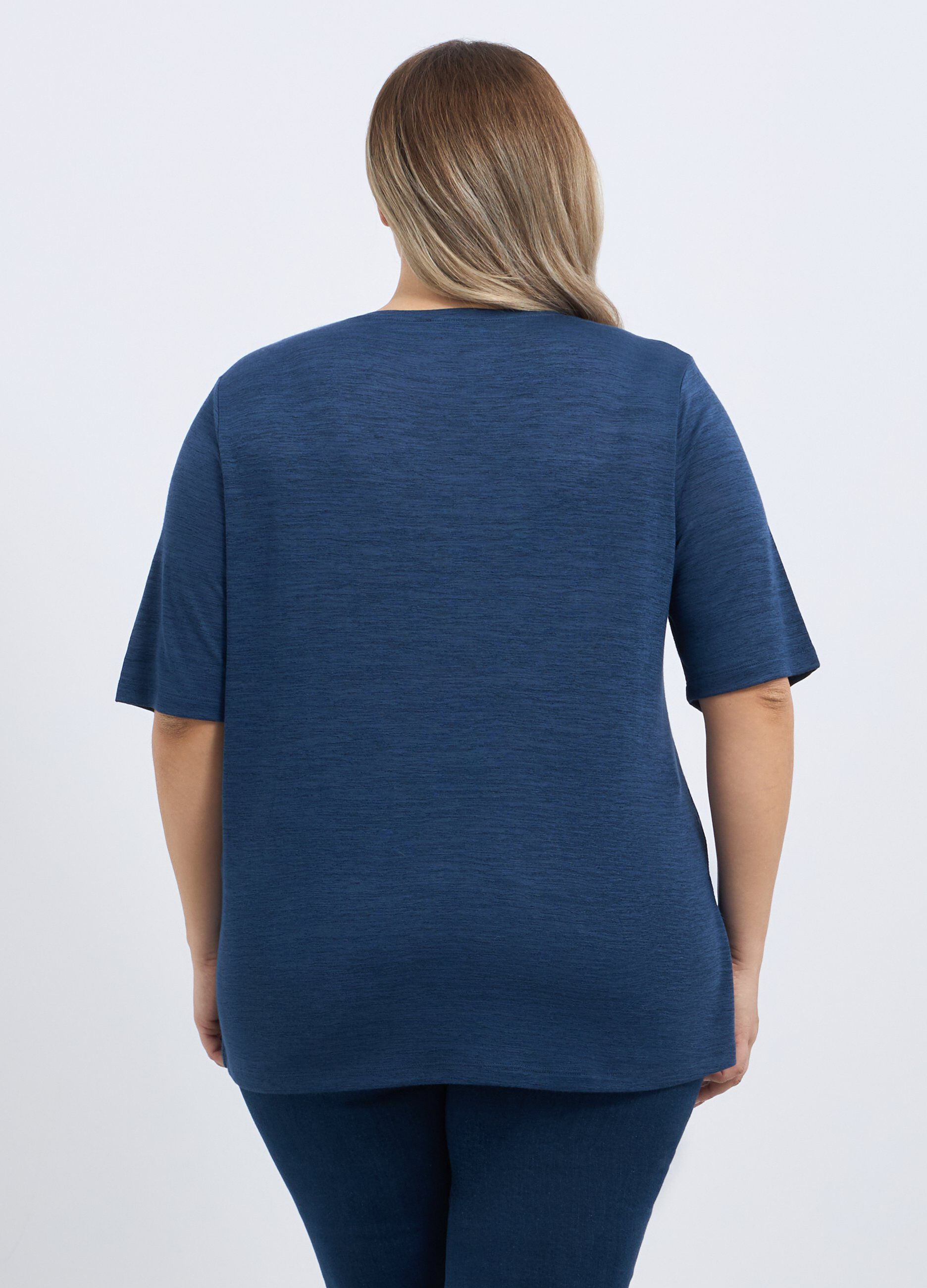 T-shirt in misto viscosa con strass donna curvy_1