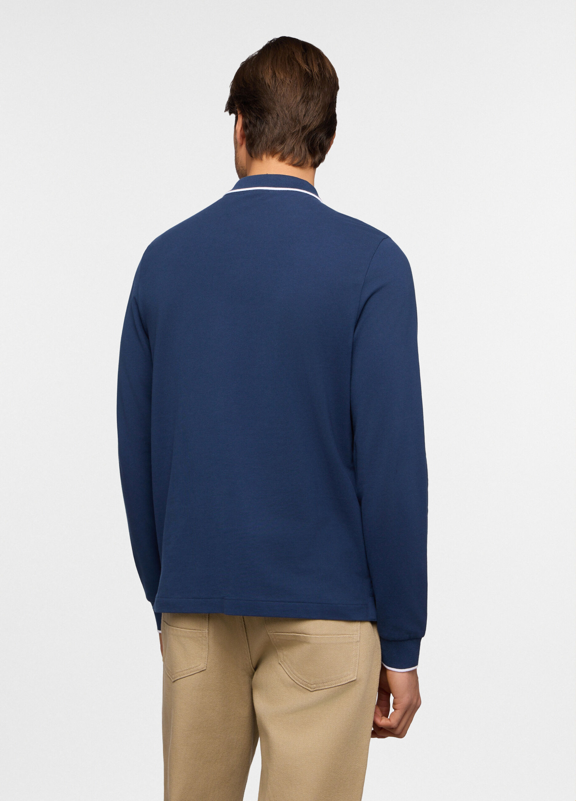 Polo a maniche lunghe in piquet di cotone uomo_1