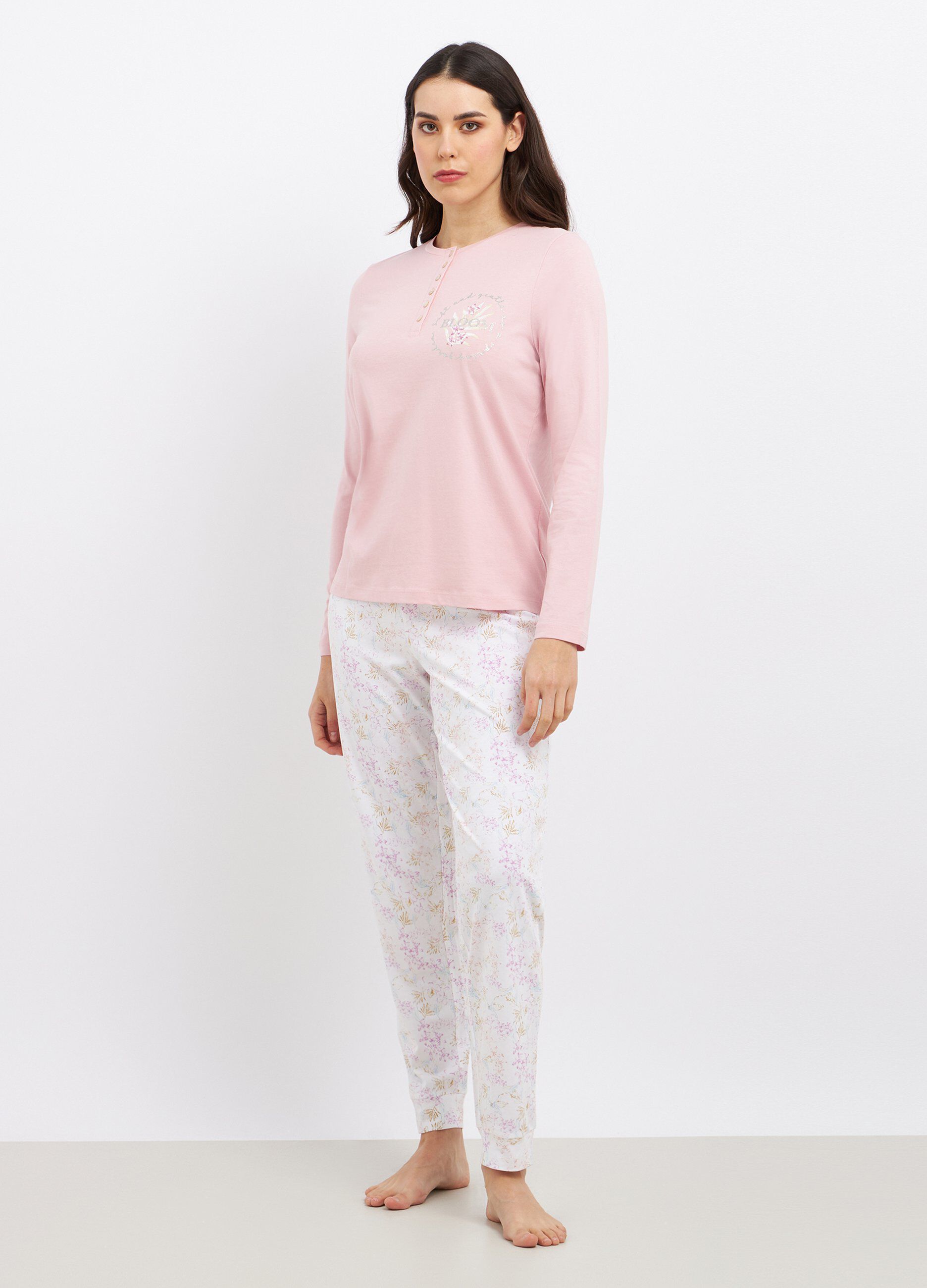 Set pigiama lungo in cotone donna_0