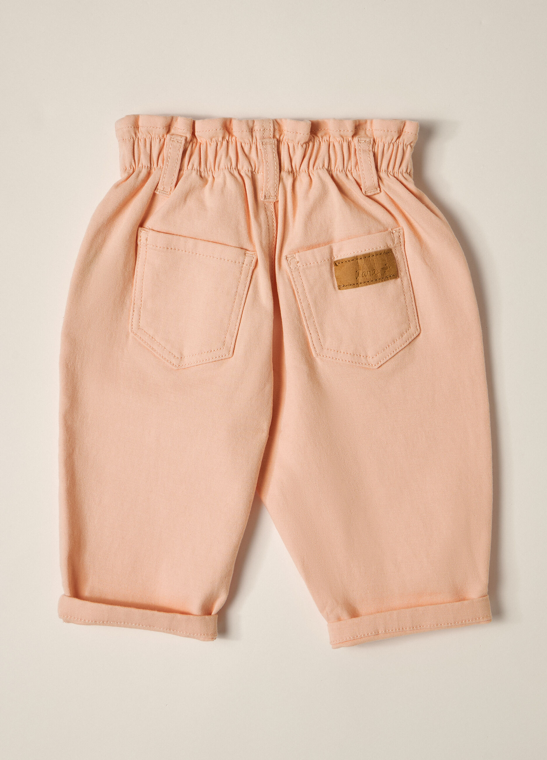 Pantaloni paperbag in twill di cotone stretch IANA neonata